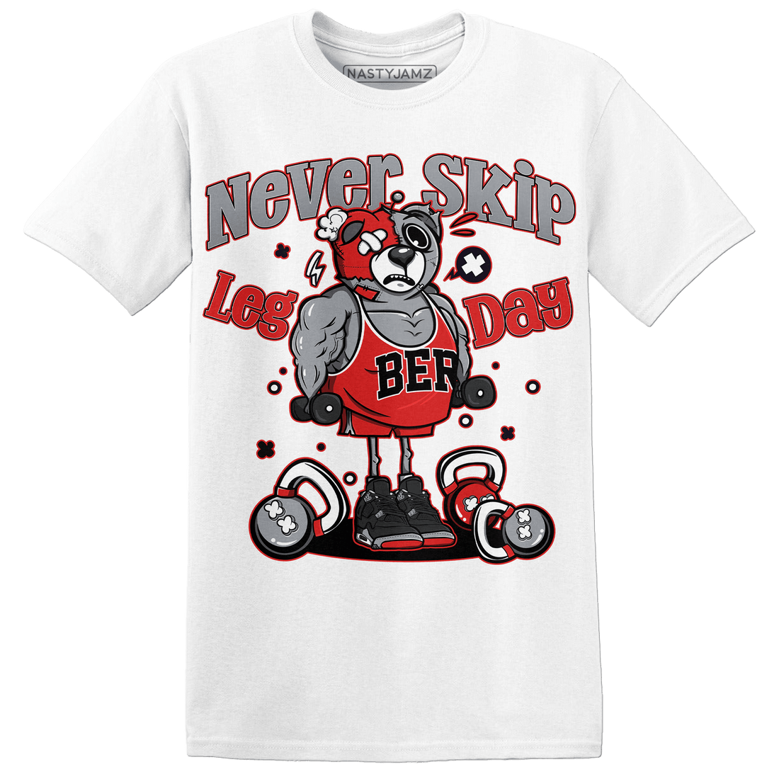 Bred Reimagined 4s T Shirt Match Leg Day BER - NastyJamz