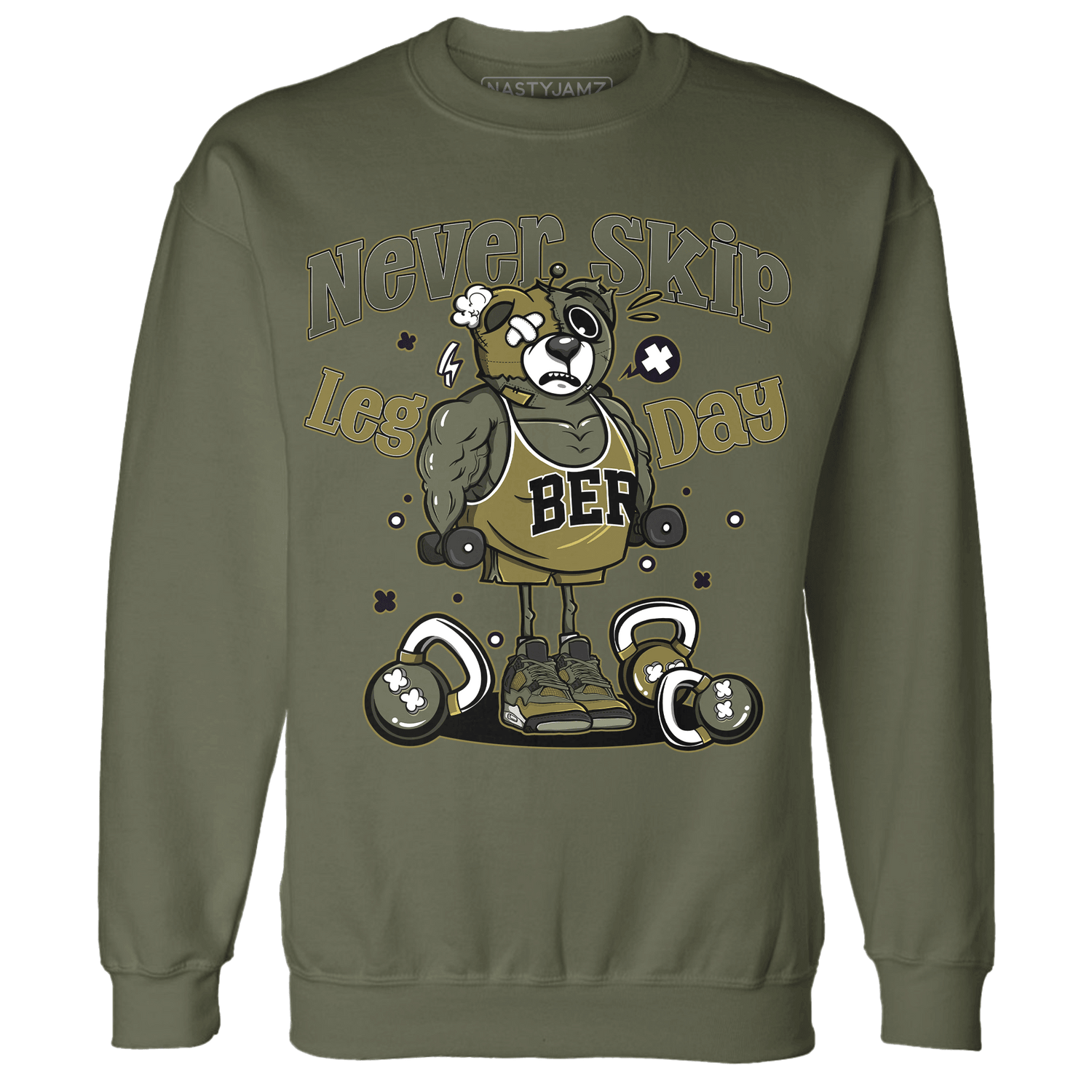 SE Craft Medium Olive 4s Sweatshirt Match Leg Day BER - NastyJamz