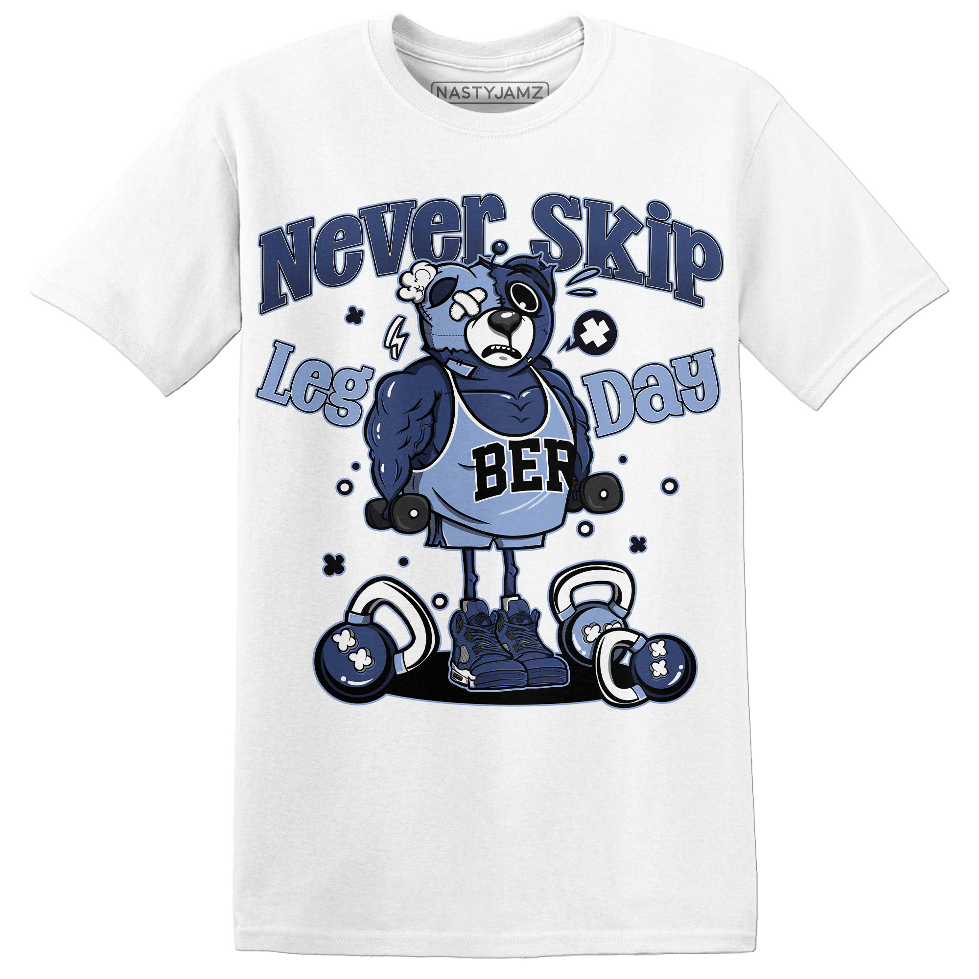 Midnight Navy 5s T Shirt Match Leg Day BER - NastyJamz
