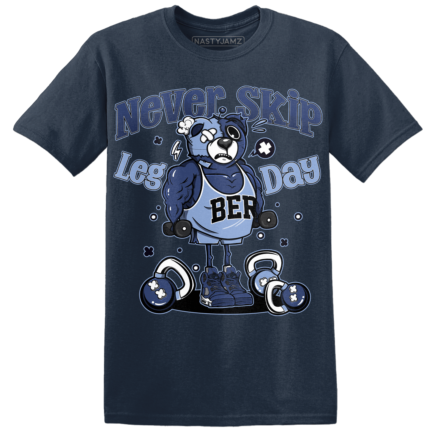 Midnight Navy 5s T Shirt Match Leg Day BER - NastyJamz
