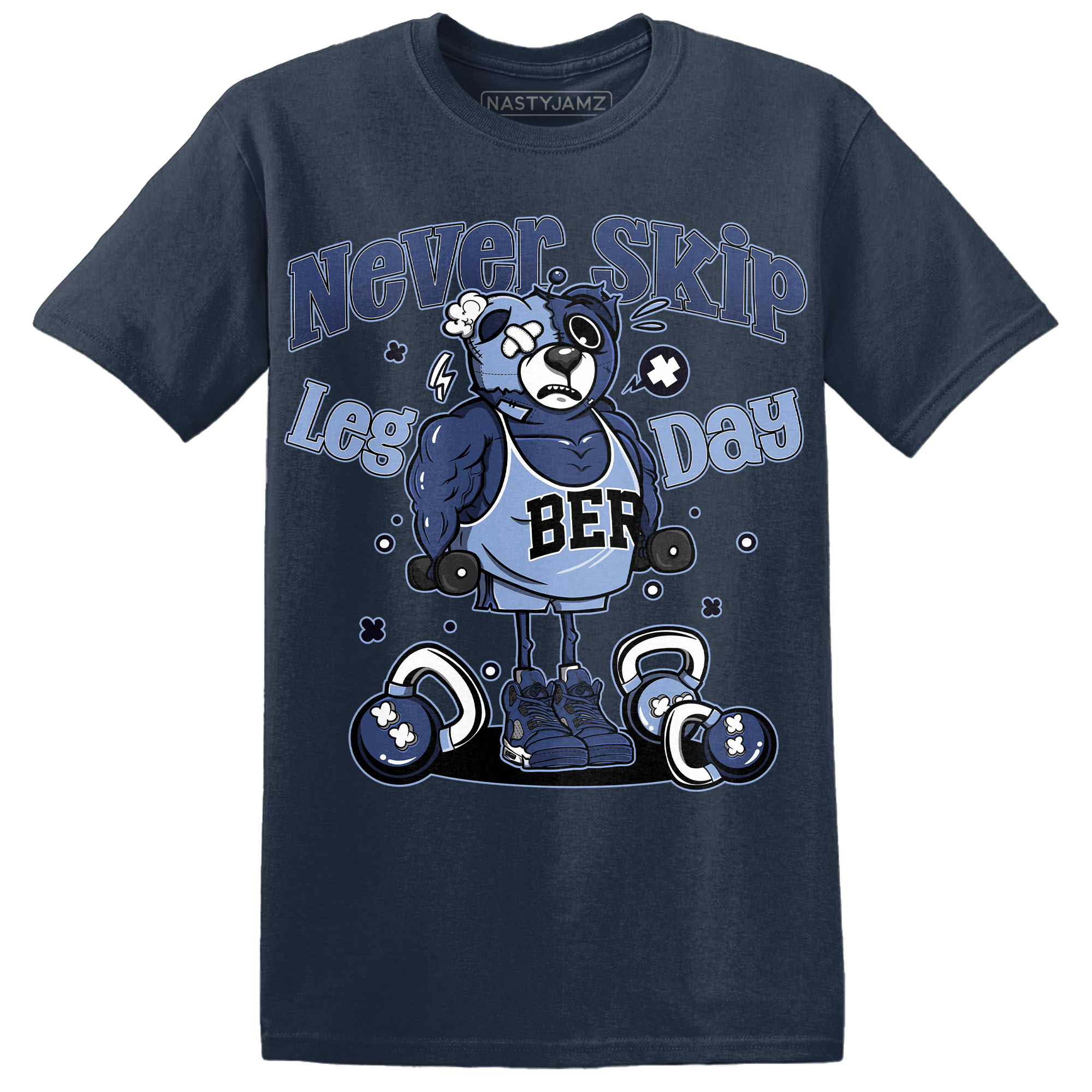Midnight Navy 5s T Shirt Match Leg Day BER - NastyJamz