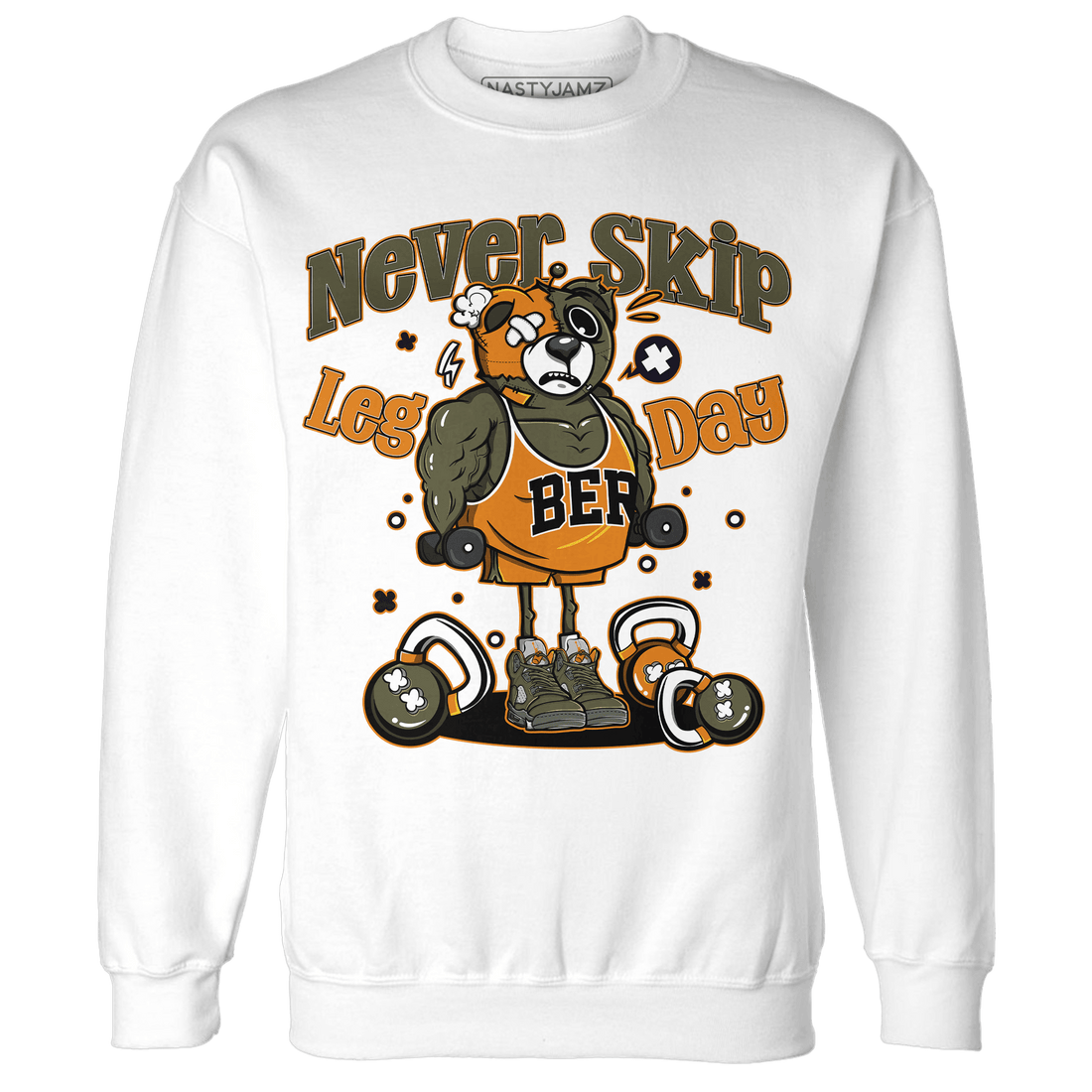 Olive 5s Sweatshirt Match Leg Day BER - NastyJamz