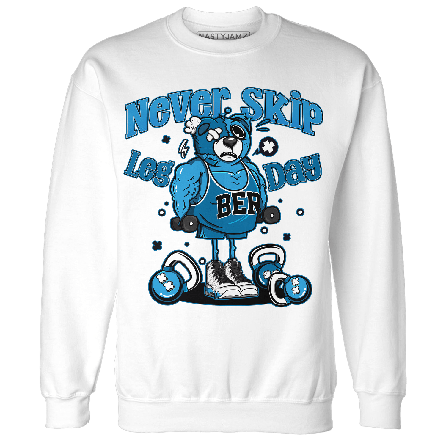 Powder Blue 9s Sweatshirt Match Leg Day BER - NastyJamz