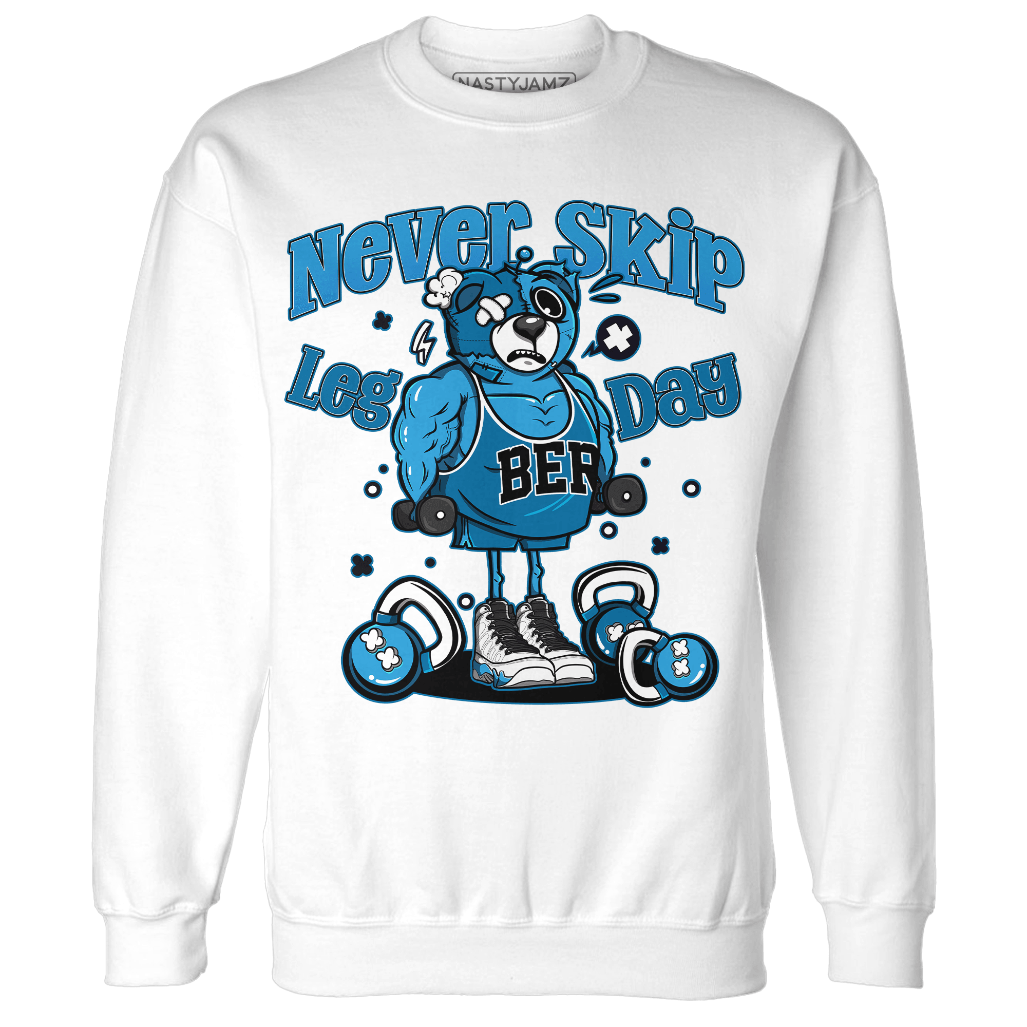 Powder Blue 9s Sweatshirt Match Leg Day BER - NastyJamz