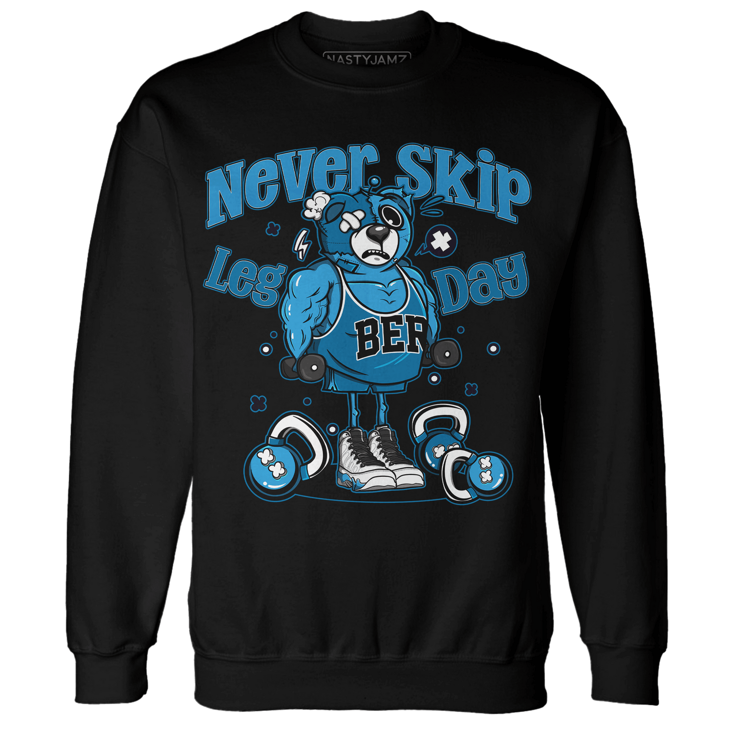 Powder Blue 9s Sweatshirt Match Leg Day BER - NastyJamz