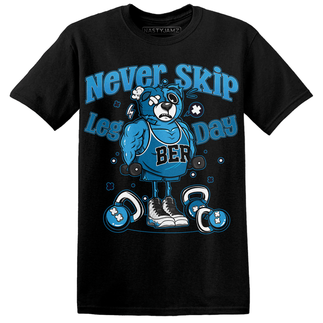 Powder Blue 9s T Shirt Match Leg Day BER - NastyJamz