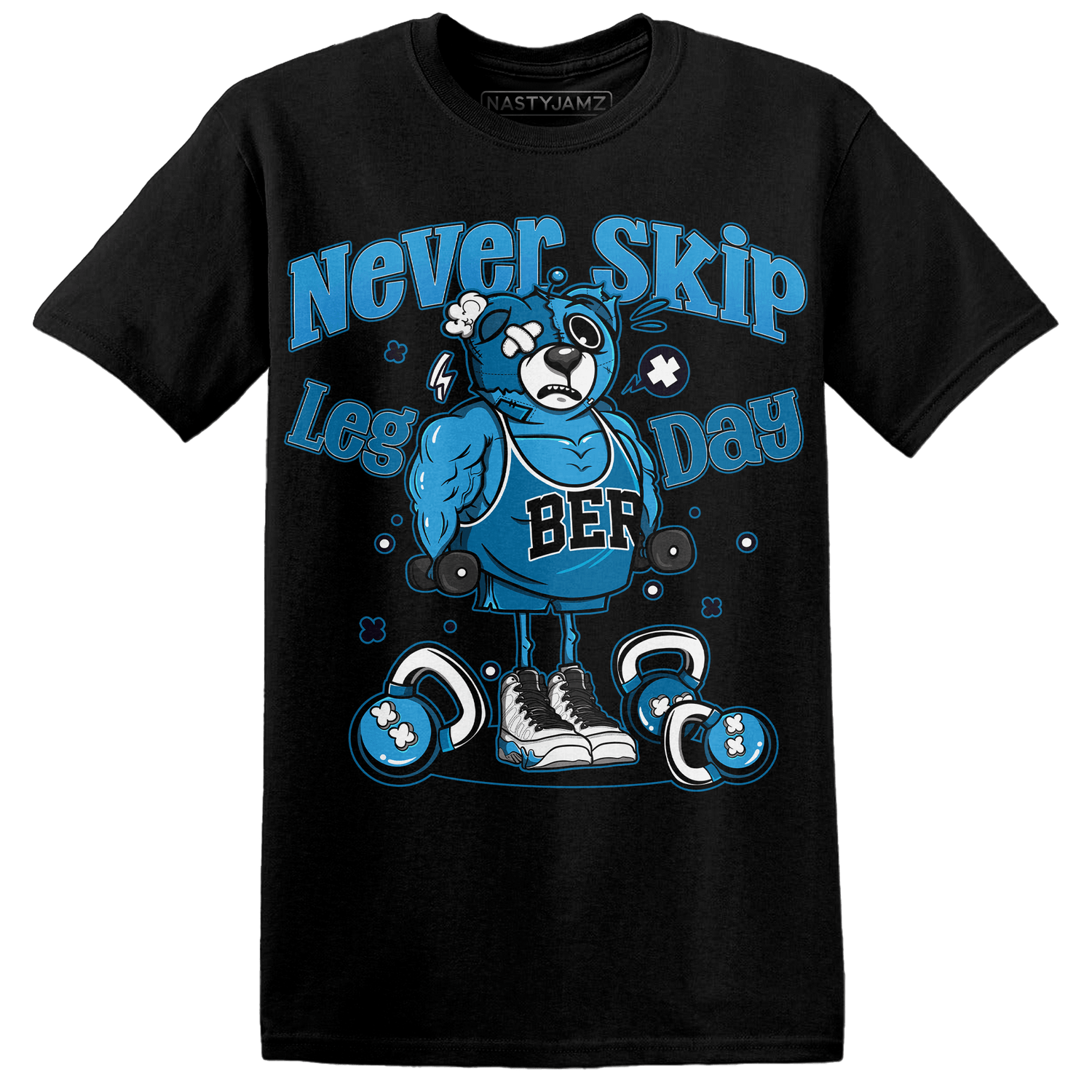 Powder Blue 9s T Shirt Match Leg Day BER - NastyJamz