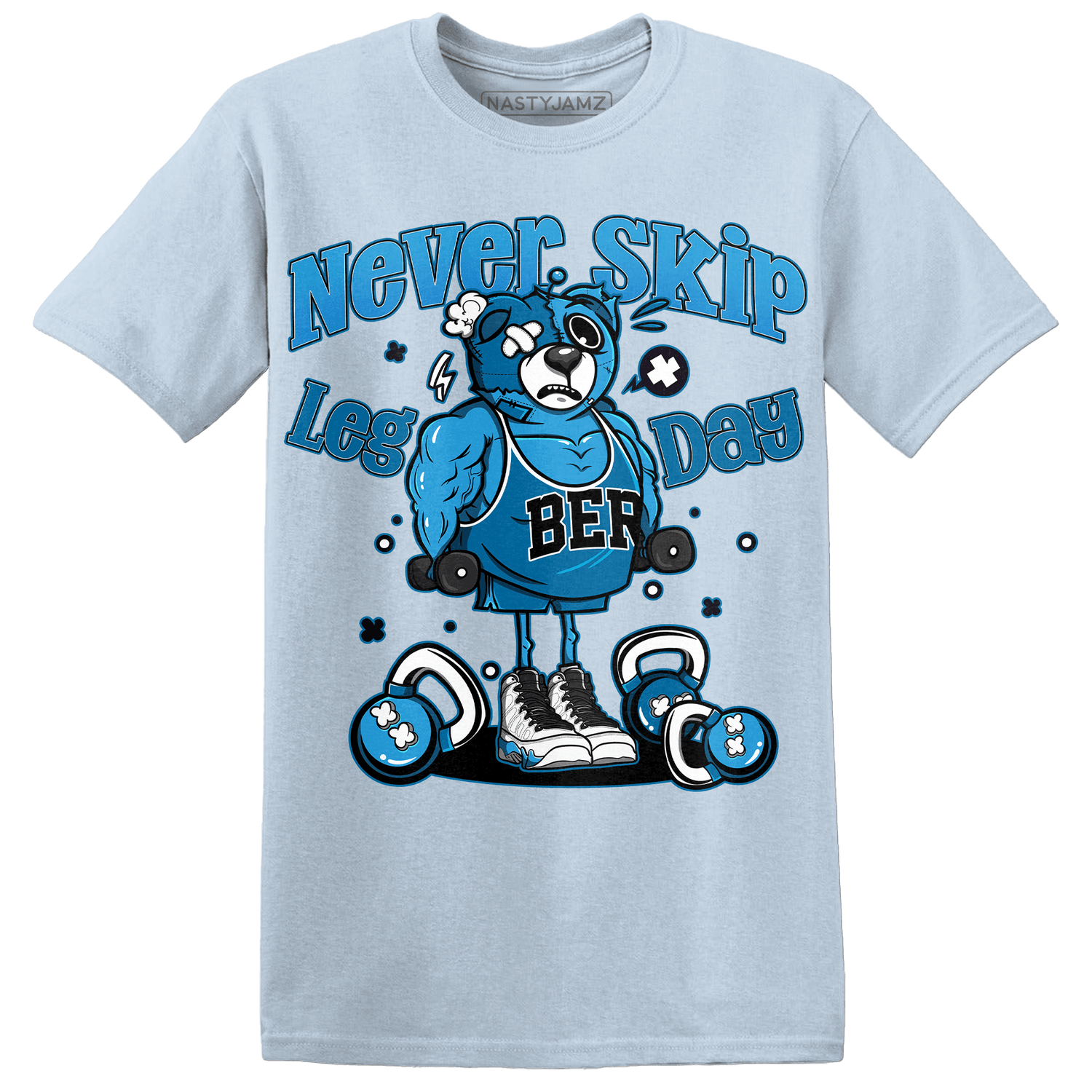 Powder Blue 9s T Shirt Match Leg Day BER - NastyJamz