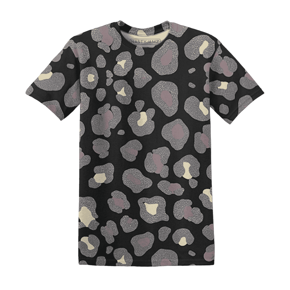 Black-Violet-Ore-3s-T-Shirt-Match-Leopard-Pattern-3D