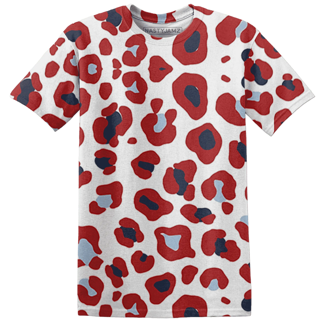 White-Navy-6s-T-Shirt-Match-Leopard-Pattern-3D