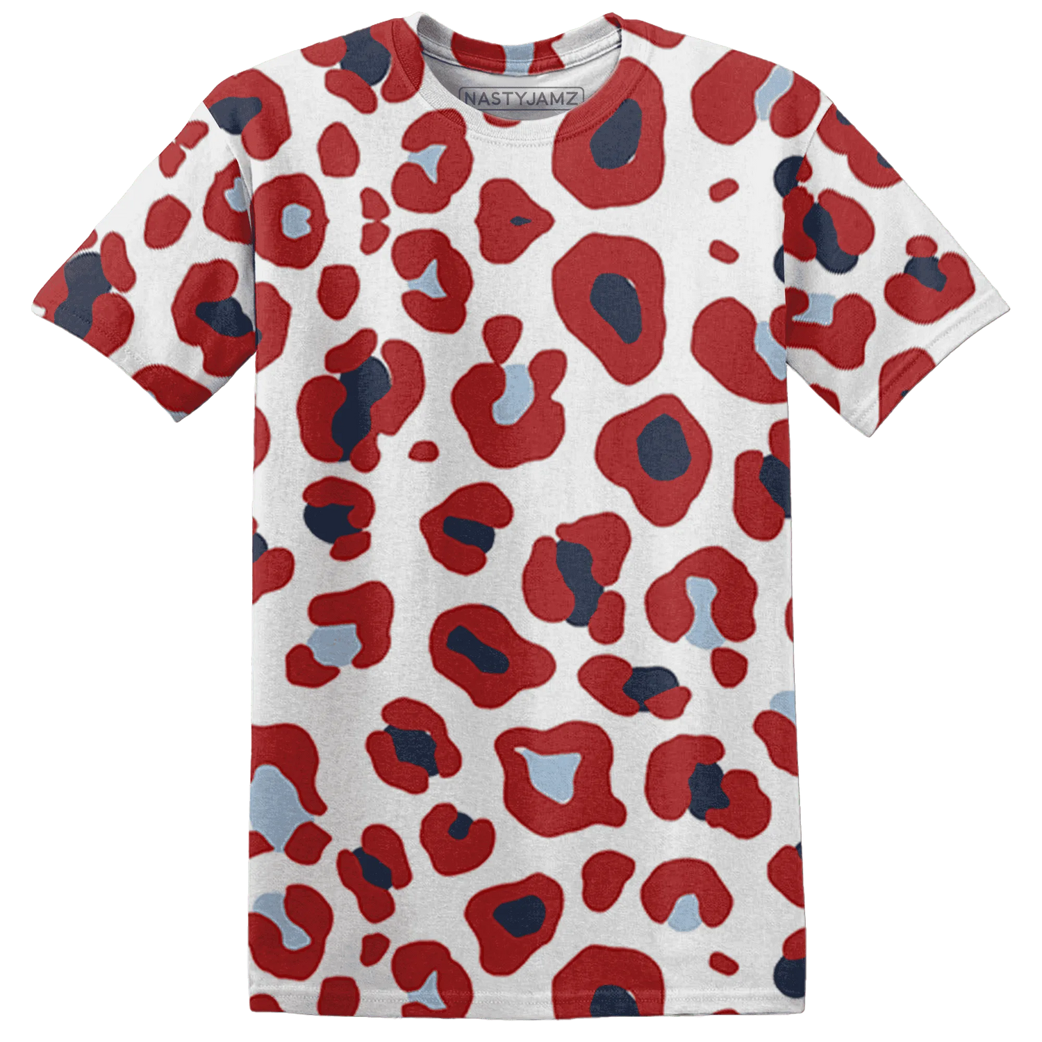 White-Navy-6s-T-Shirt-Match-Leopard-Pattern-3D