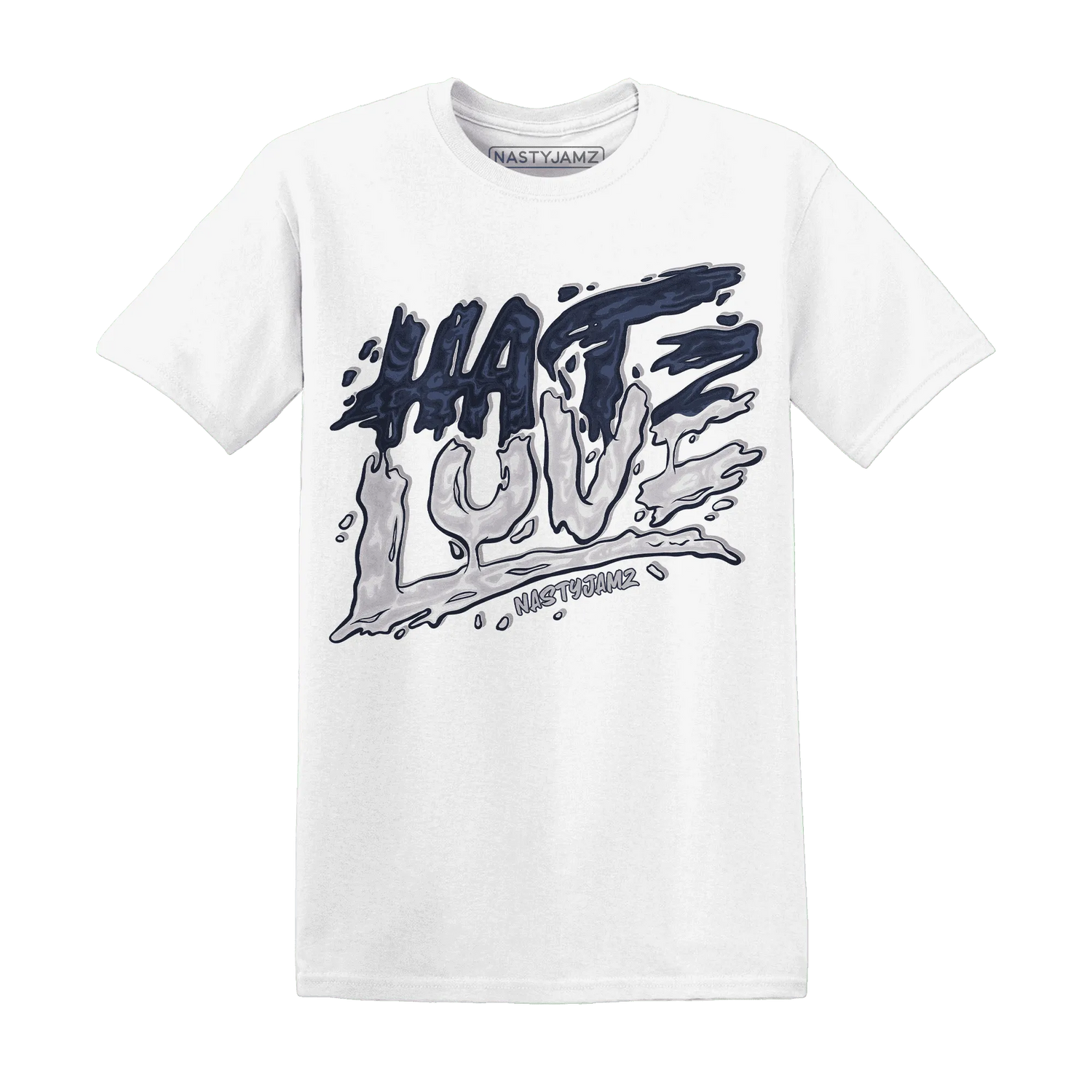White-Navy-6s-T-Shirt-Match-Love-Hate