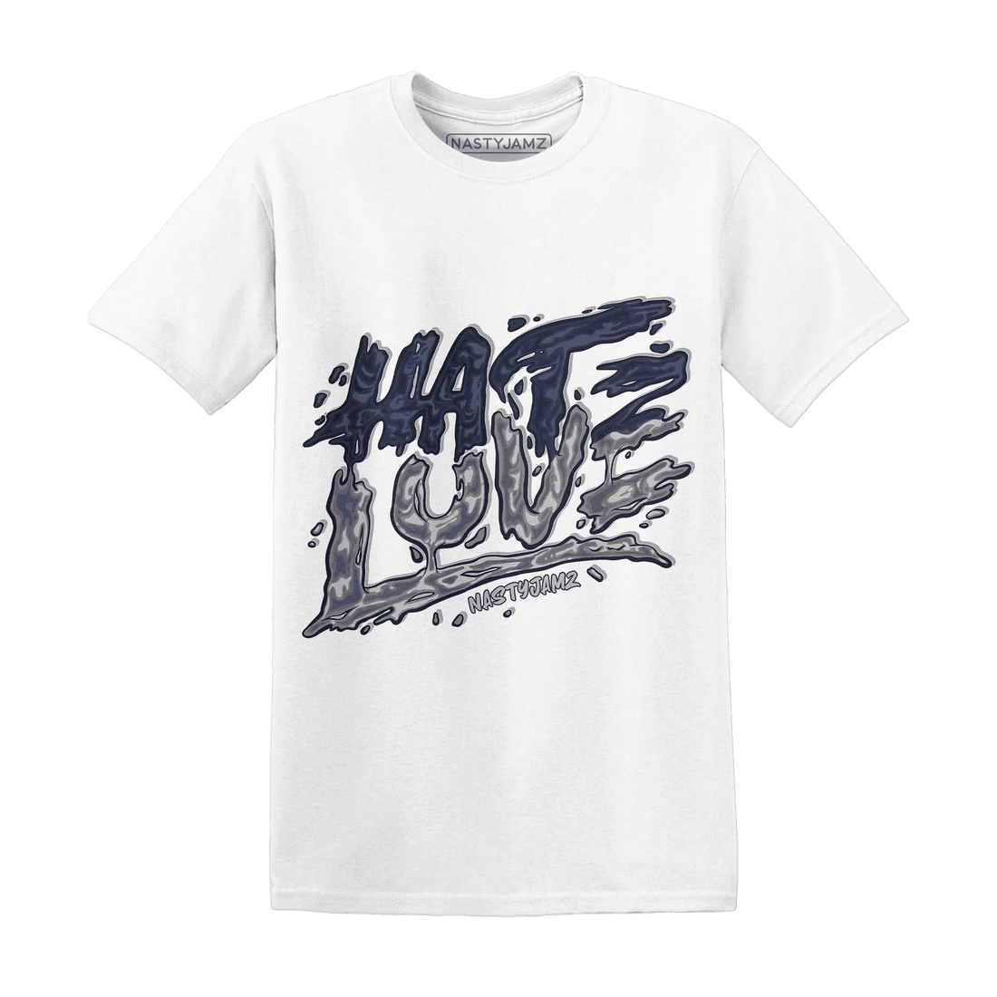 VaporMax-Plus-Midnight-Navy-White-Metallic-Silver-T-Shirt-Match-Love-Hate