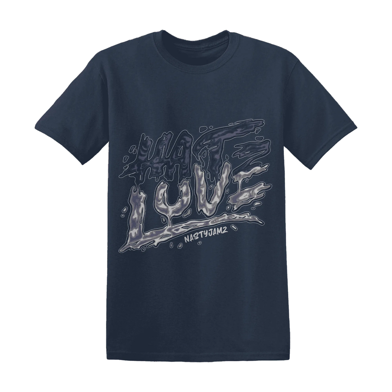 VaporMax-Plus-Midnight-Navy-White-Metallic-Silver-T-Shirt-Match-Love-Hate