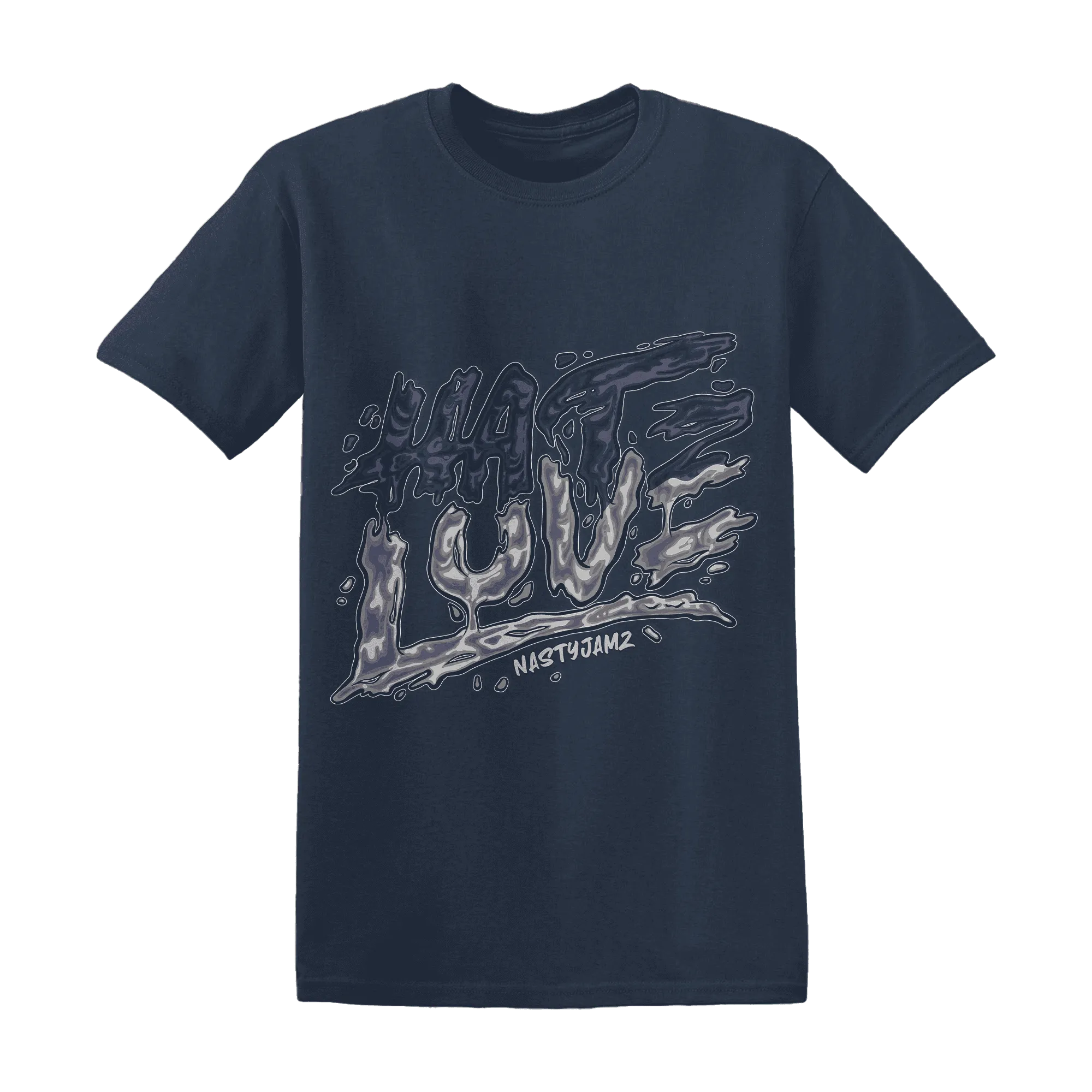 VaporMax-Plus-Midnight-Navy-White-Metallic-Silver-T-Shirt-Match-Love-Hate