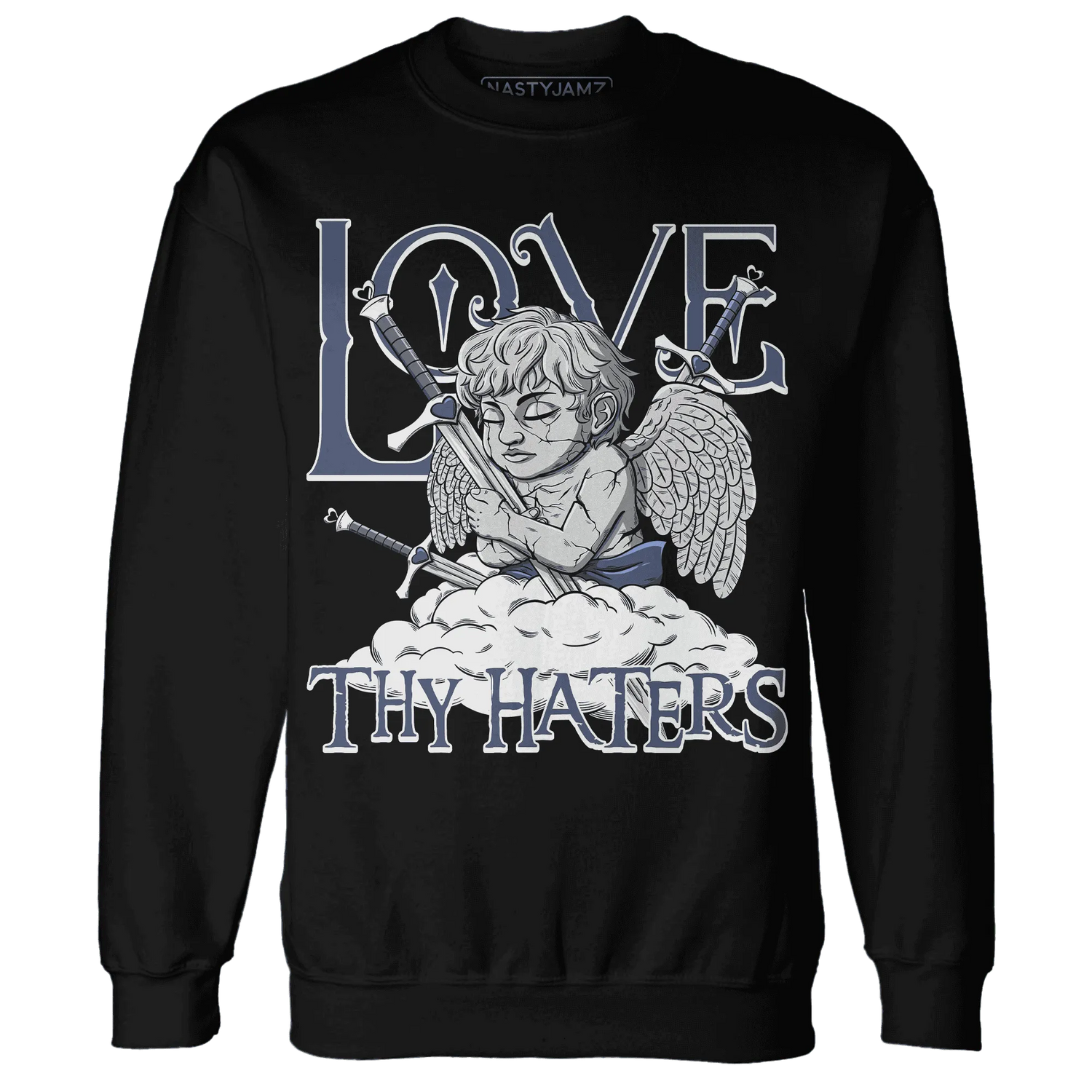 Low-Diffused-Blue-11s-Sweatshirt-Match-Love-Thy-Haters-Angel