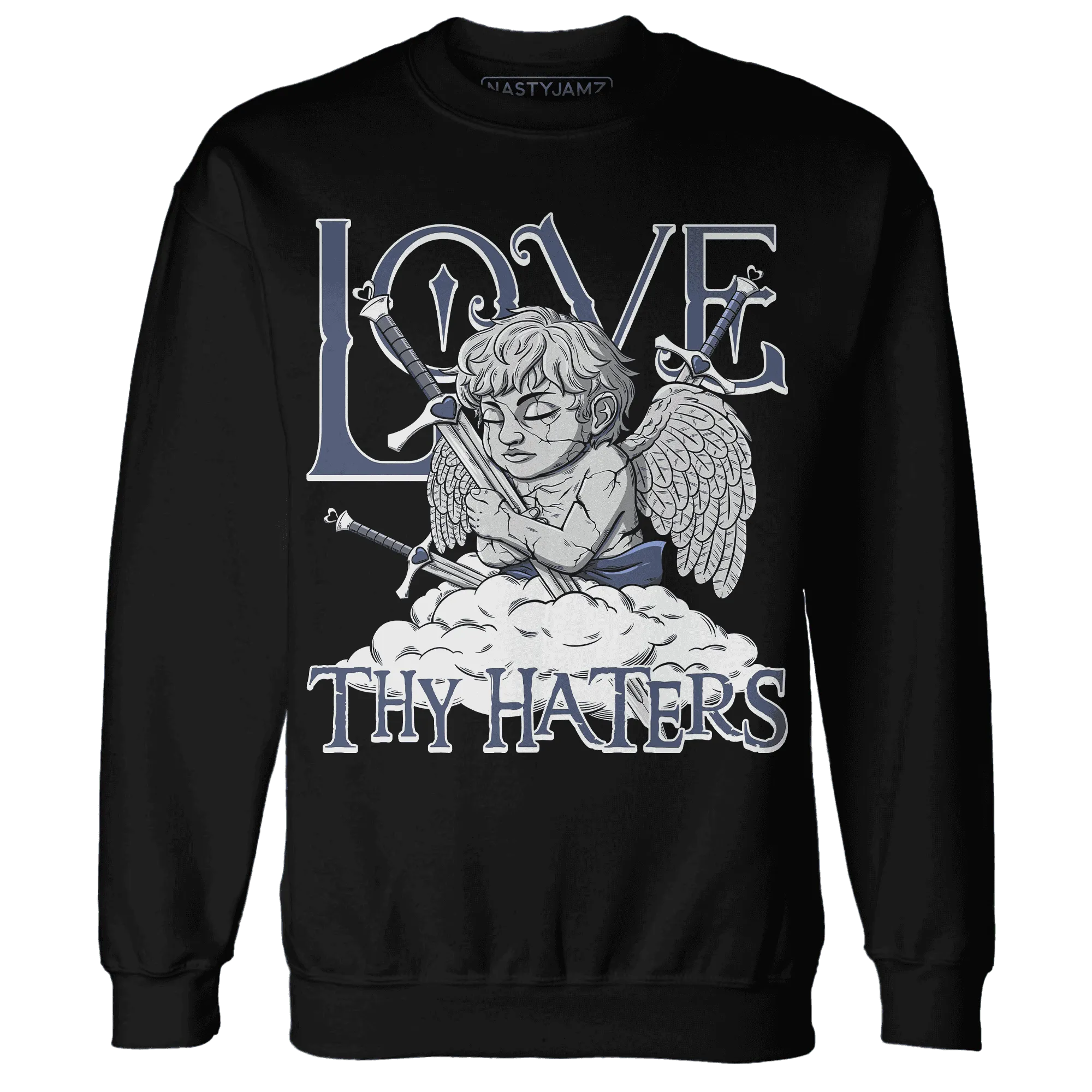 Low-Diffused-Blue-11s-Sweatshirt-Match-Love-Thy-Haters-Angel