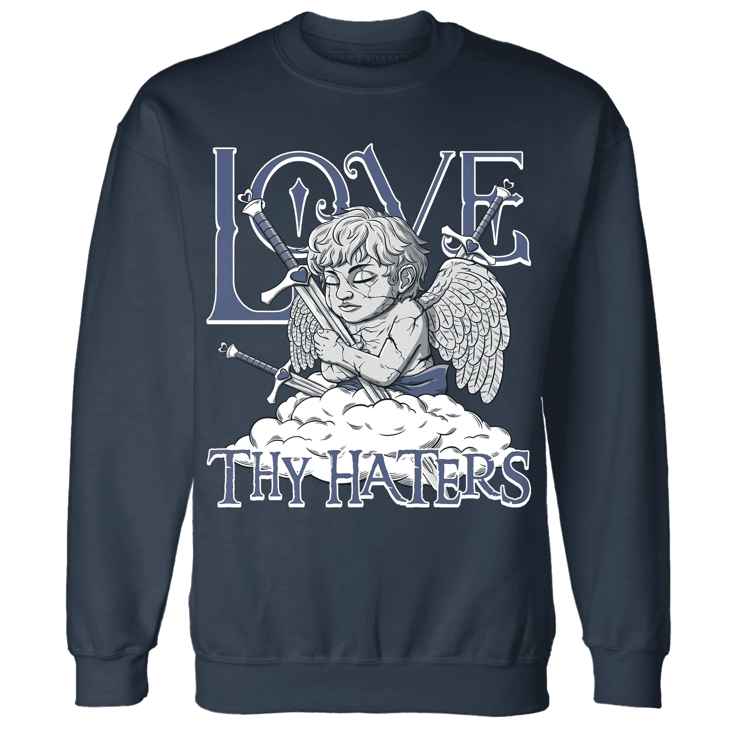 Low-Diffused-Blue-11s-Sweatshirt-Match-Love-Thy-Haters-Angel