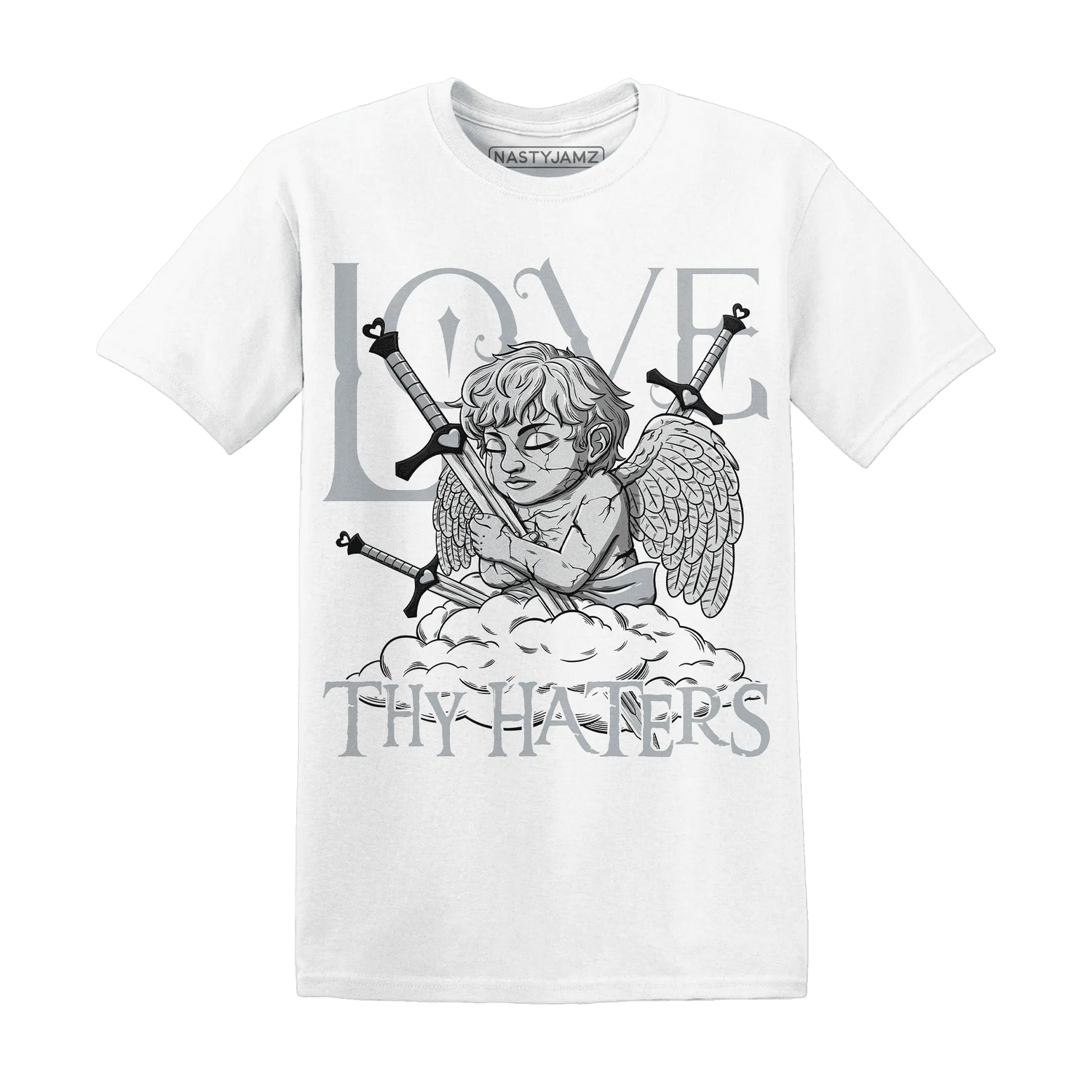 NastyJamz-Wolf-Grey-12s-T-Shirt-Match-Love-Thy-Haters-Angel