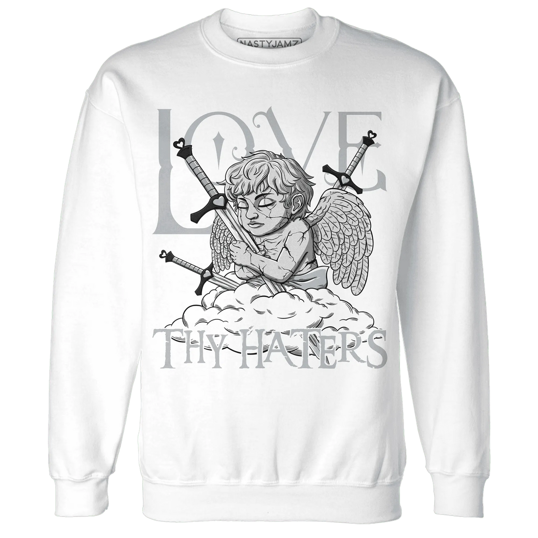 NastyJamz-Wolf-Grey-12s-Sweatshirt-Match-Love-Thy-Haters-Angel