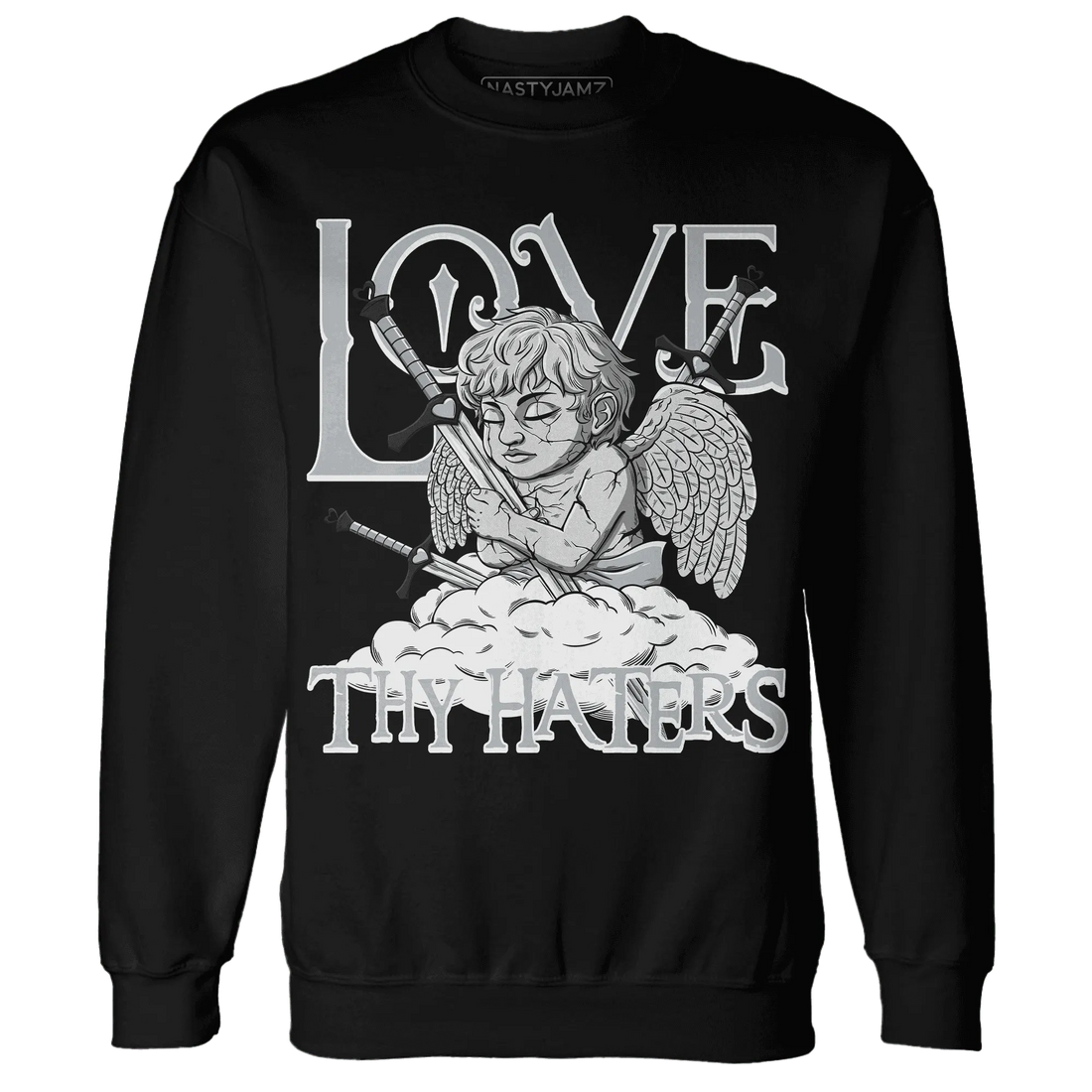 NastyJamz-Wolf-Grey-12s-Sweatshirt-Match-Love-Thy-Haters-Angel