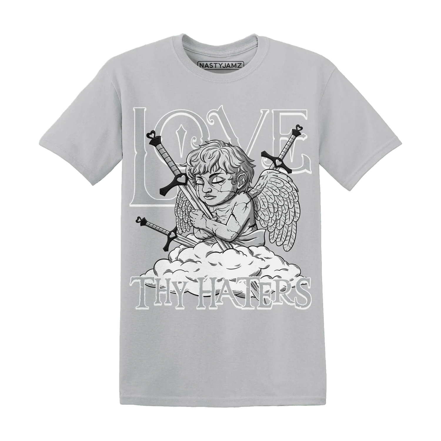 NastyJamz-Wolf-Grey-12s-T-Shirt-Match-Love-Thy-Haters-Angel