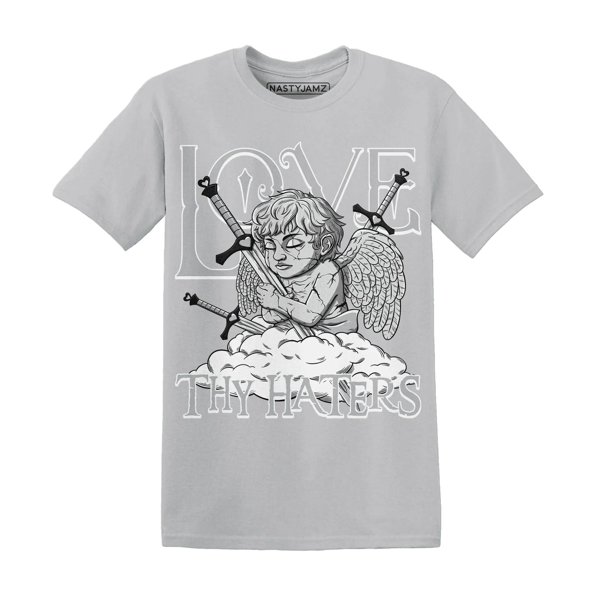 NastyJamz-Wolf-Grey-12s-T-Shirt-Match-Love-Thy-Haters-Angel