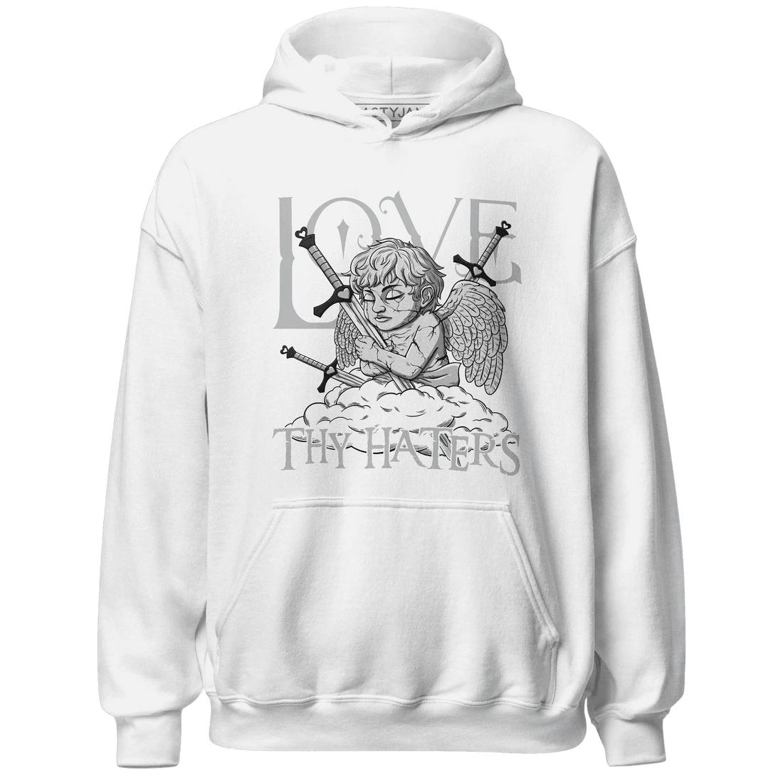 NastyJamz-Wolf-Grey-12s-Hoodie-Match-Love-Thy-Haters-Angel