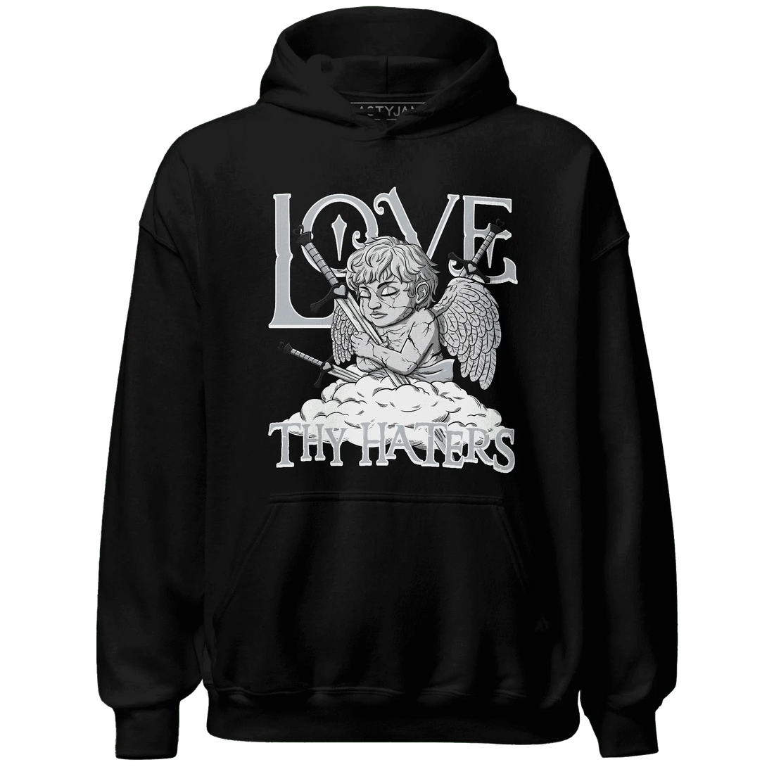 NastyJamz-Wolf-Grey-12s-Hoodie-Match-Love-Thy-Haters-Angel