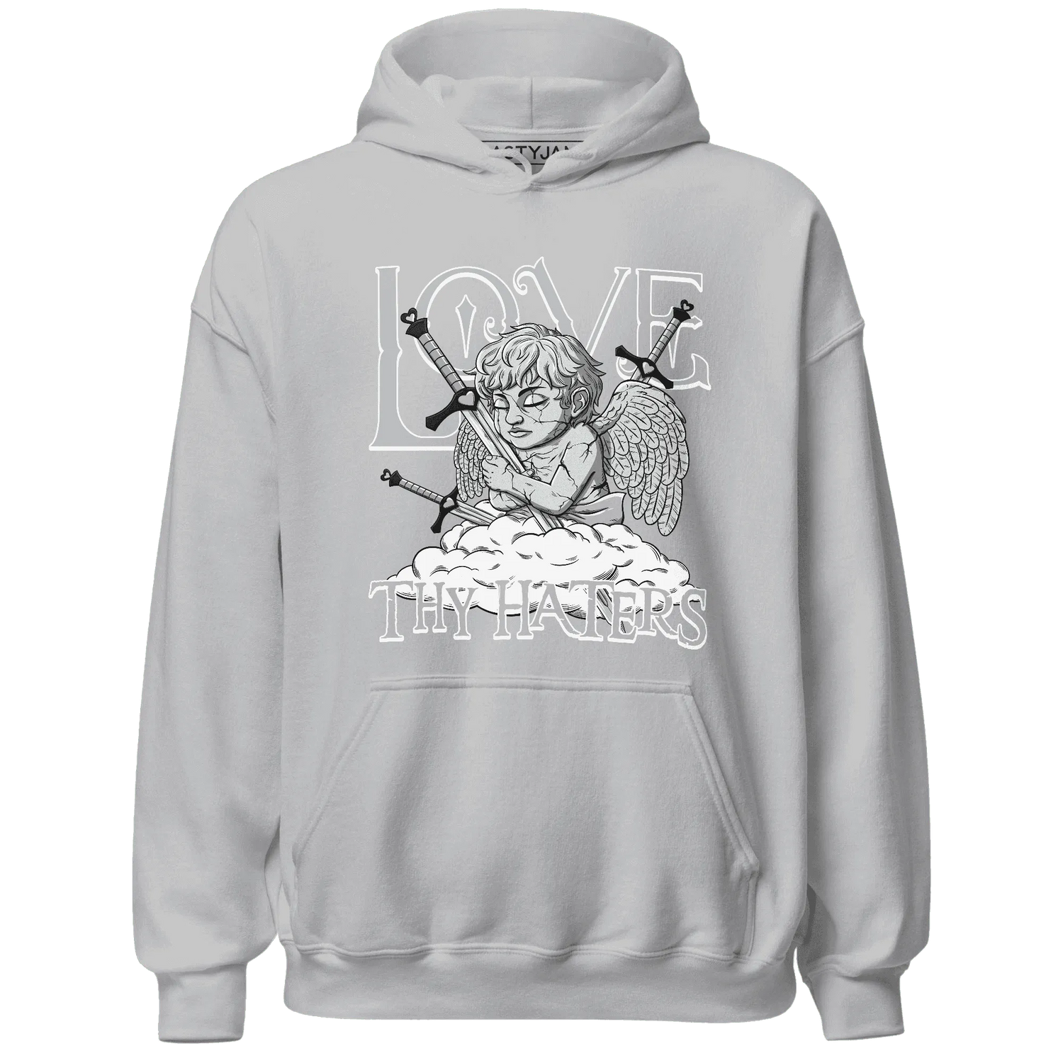 NastyJamz-Wolf-Grey-12s-Hoodie-Match-Love-Thy-Haters-Angel