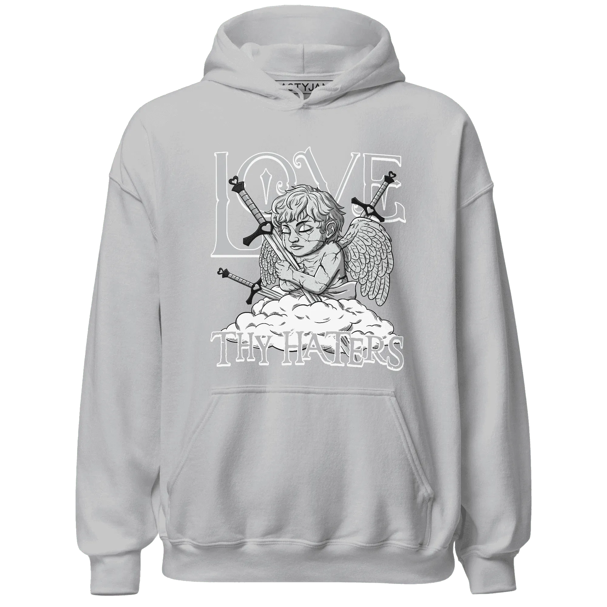 NastyJamz-Wolf-Grey-12s-Hoodie-Match-Love-Thy-Haters-Angel
