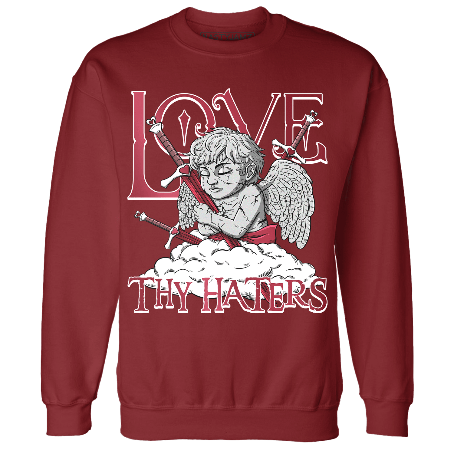 High 85 Metallic Burgundy 1s Sweatshirt Match Love Thy Haters Angel - NastyJamz
