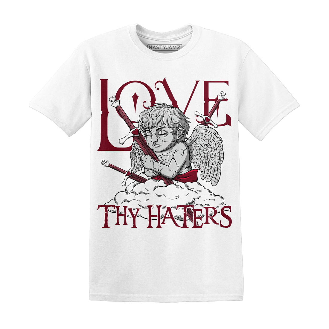 High White Team Red 1s T Shirt Love Thy Haters Angel - NastyJamz