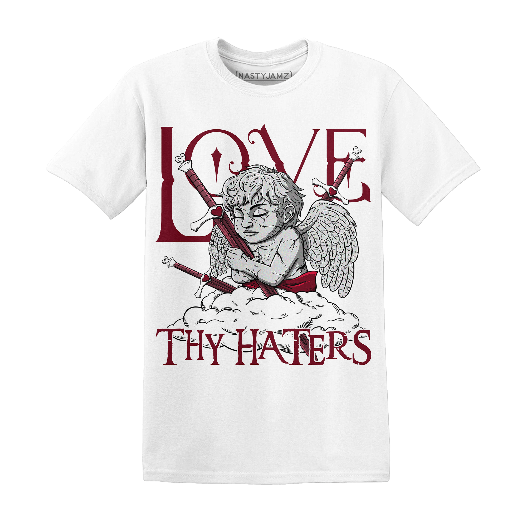 High White Team Red 1s T Shirt Love Thy Haters Angel - NastyJamz