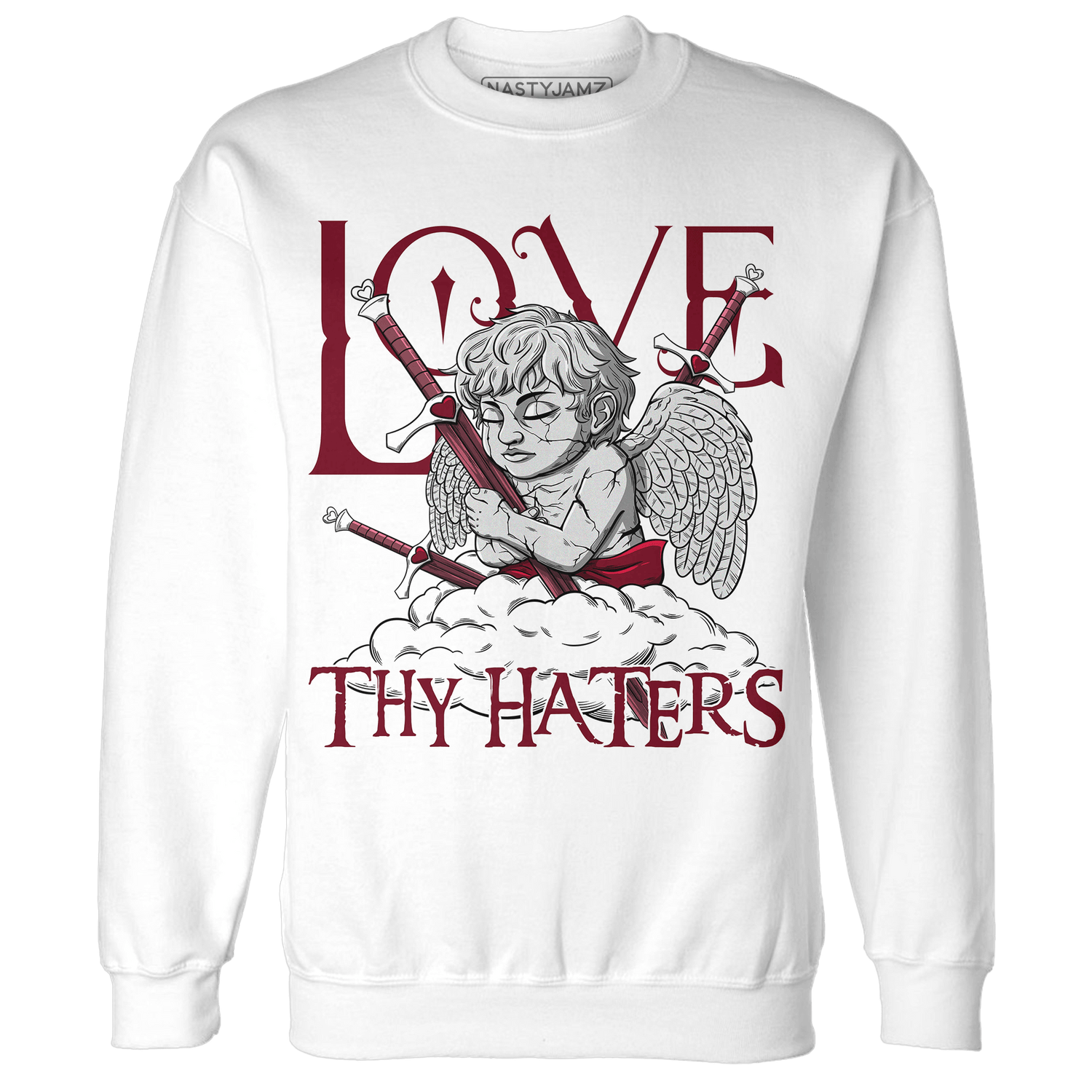 High White Team Red 1s Sweatshirt Match Love Thy Haters Angel - NastyJamz