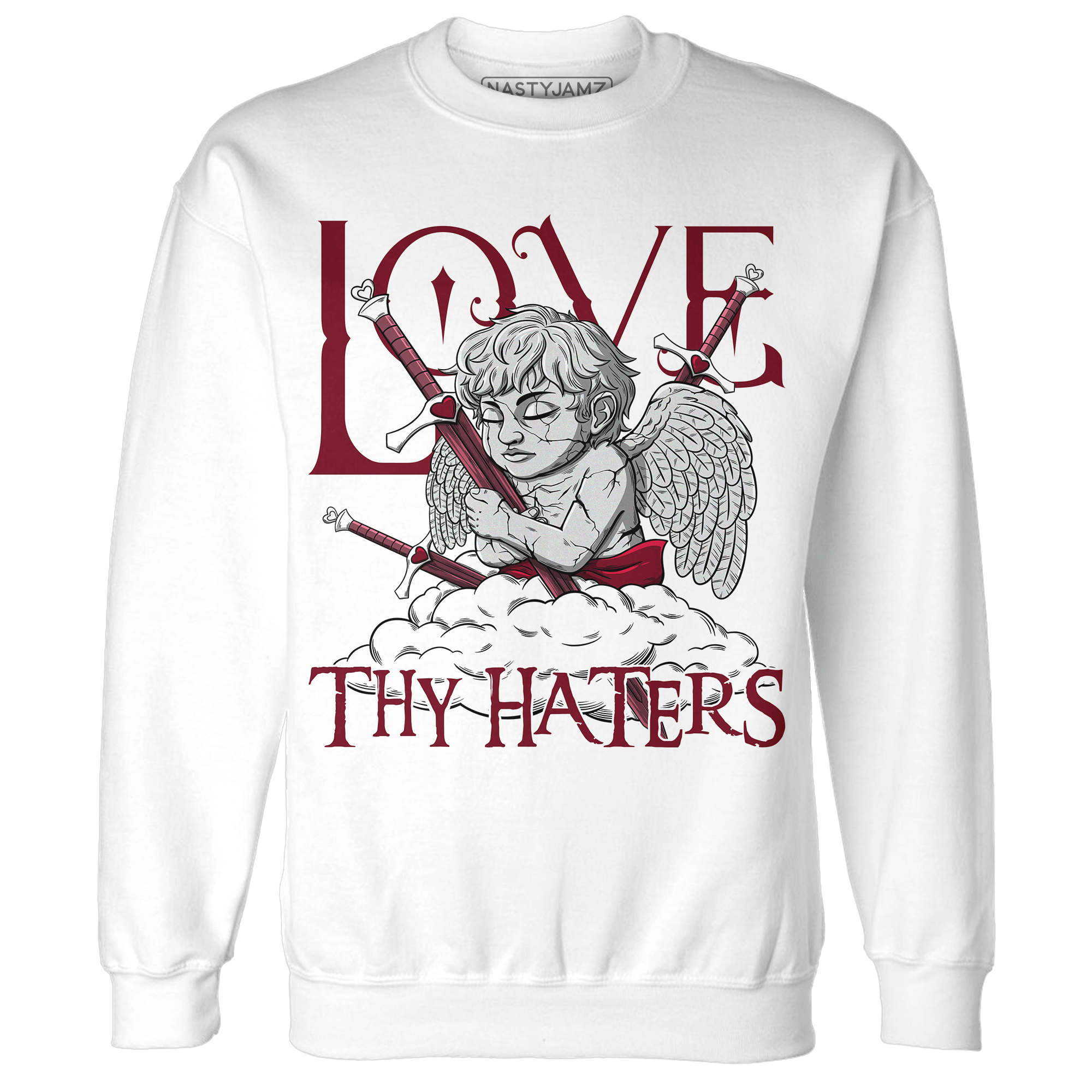 High White Team Red 1s Sweatshirt Match Love Thy Haters Angel - NastyJamz