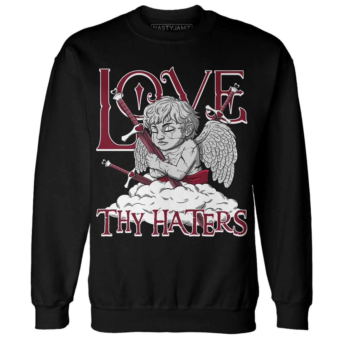 High White Team Red 1s Sweatshirt Match Love Thy Haters Angel - NastyJamz