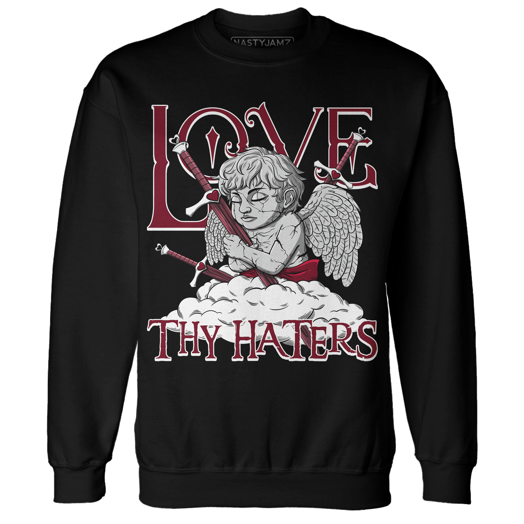 High White Team Red 1s Sweatshirt Match Love Thy Haters Angel - NastyJamz