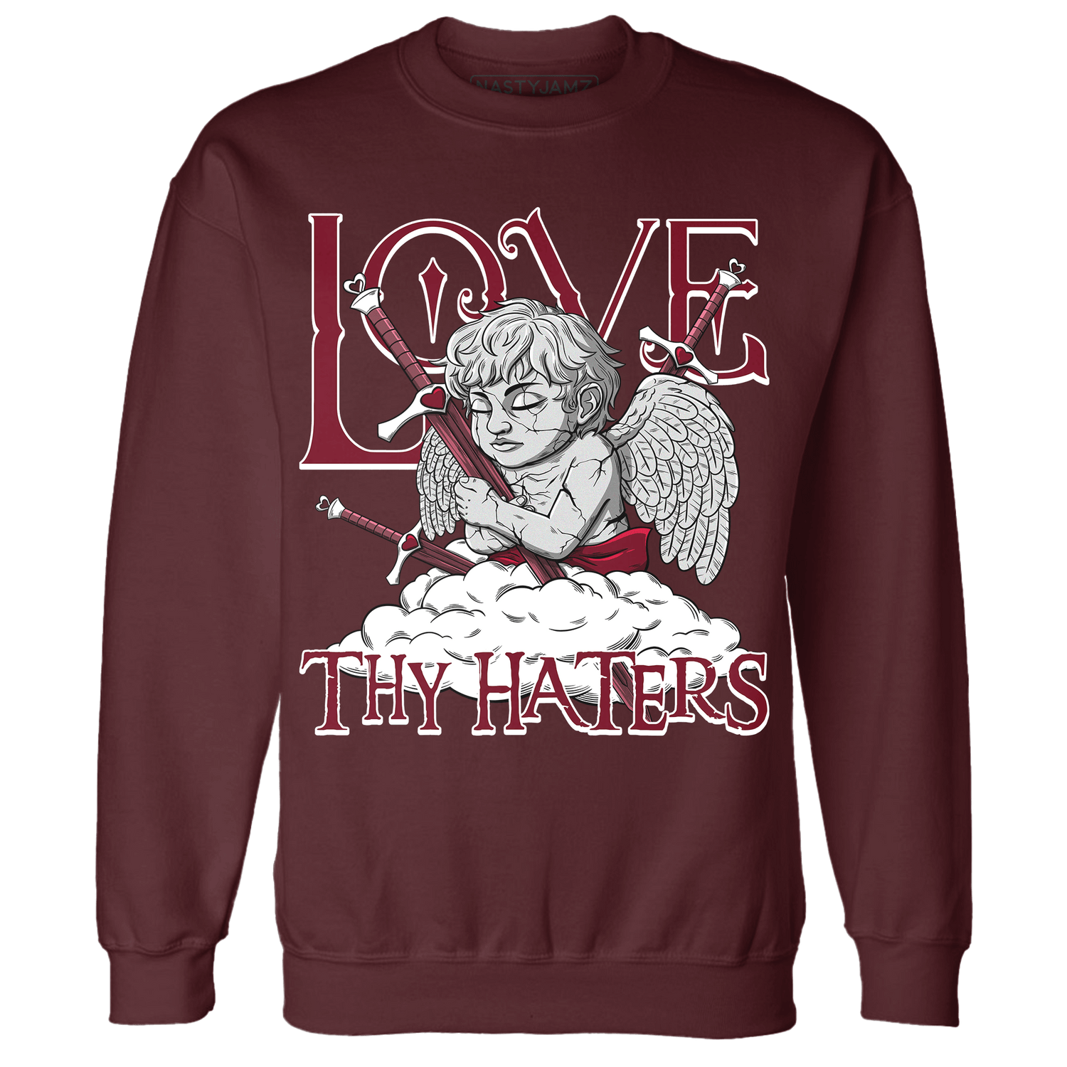 High White Team Red 1s Sweatshirt Match Love Thy Haters Angel - NastyJamz
