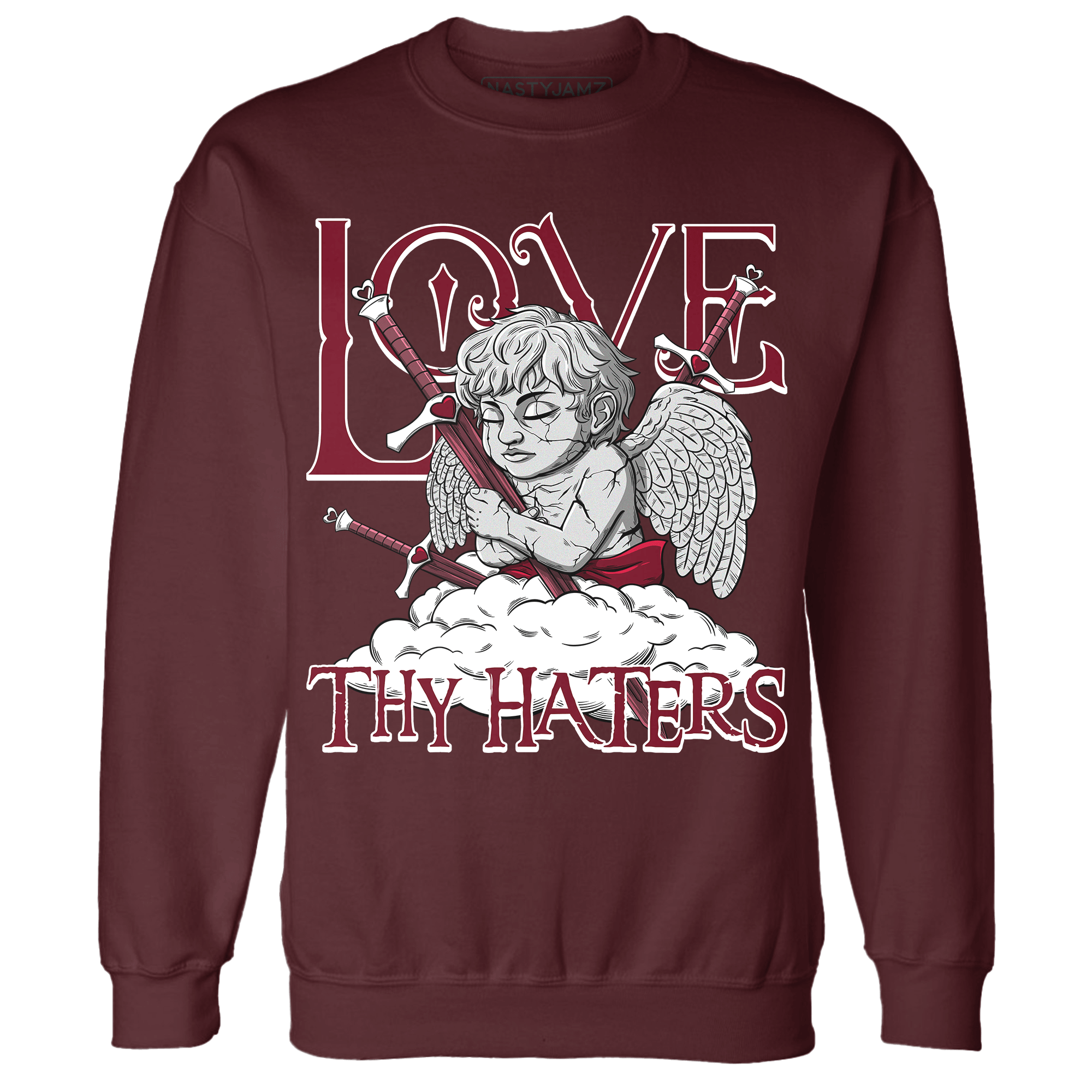 High White Team Red 1s Sweatshirt Match Love Thy Haters Angel - NastyJamz