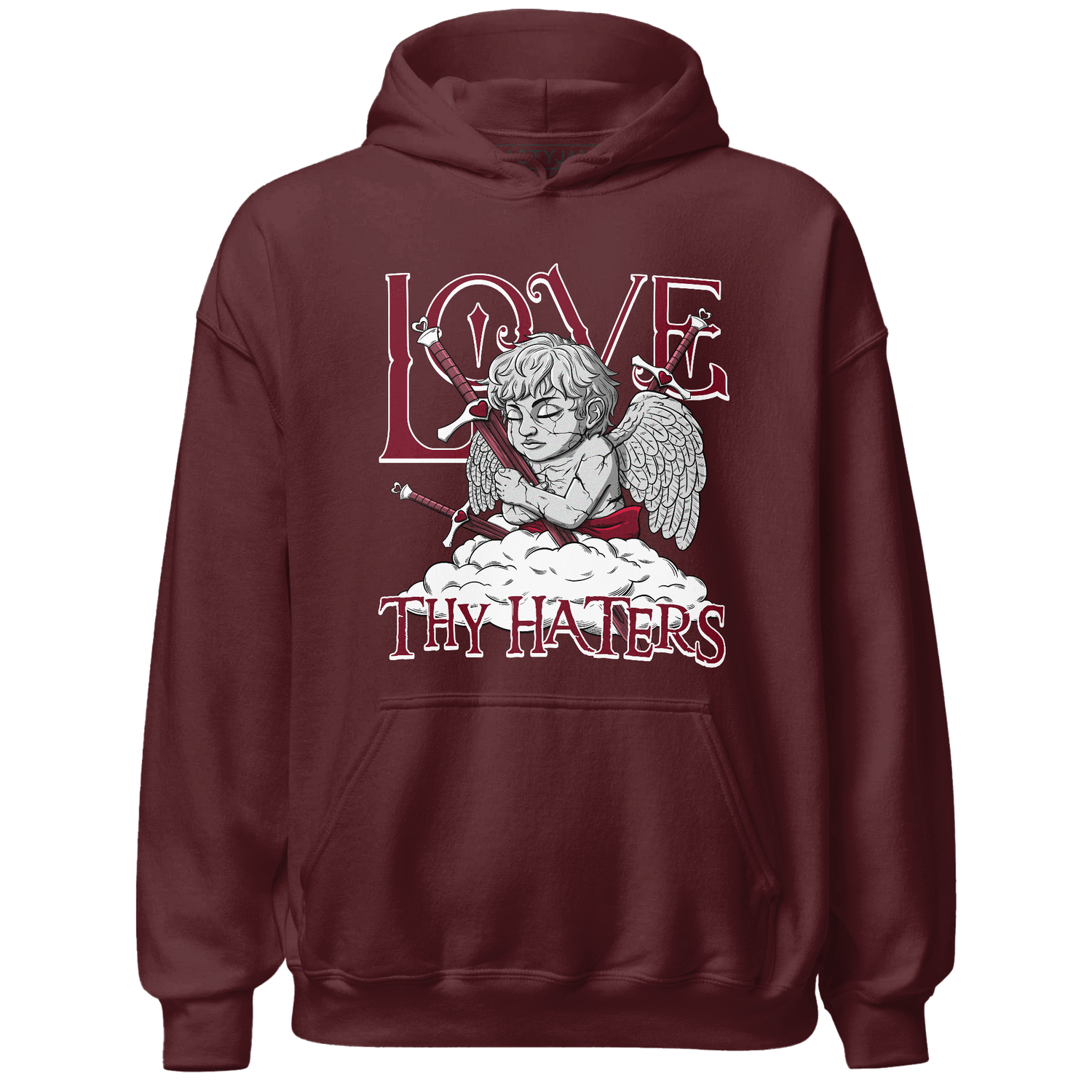 High White Team Red 1s Hoodie Match Love Thy Haters Angel - NastyJamz