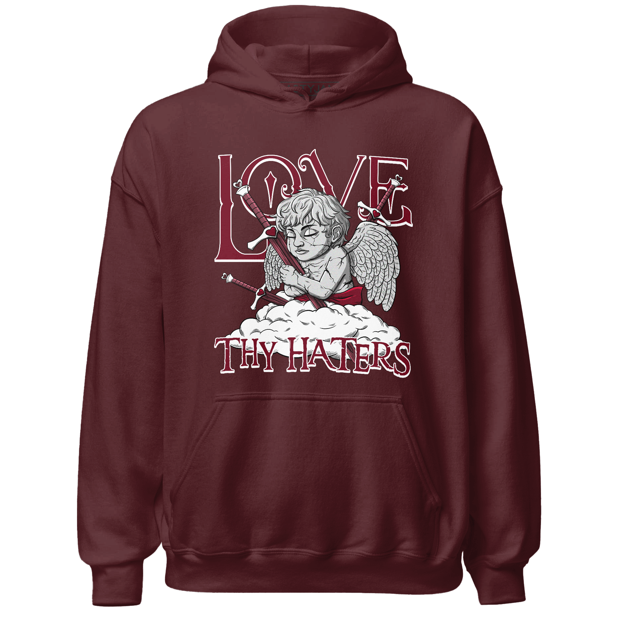 High White Team Red 1s Hoodie Match Love Thy Haters Angel - NastyJamz