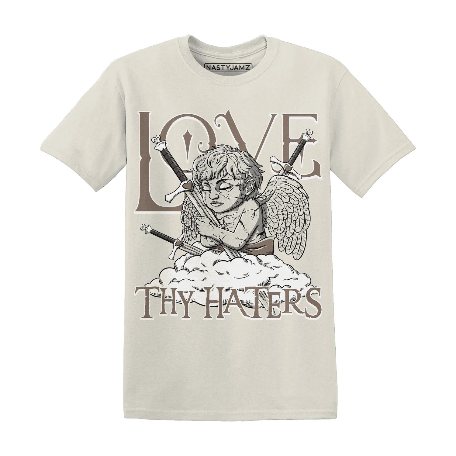 NastyJamz-Low-Mocha-1s-T-Shirt-Match-Love-Thy-Haters-Angel