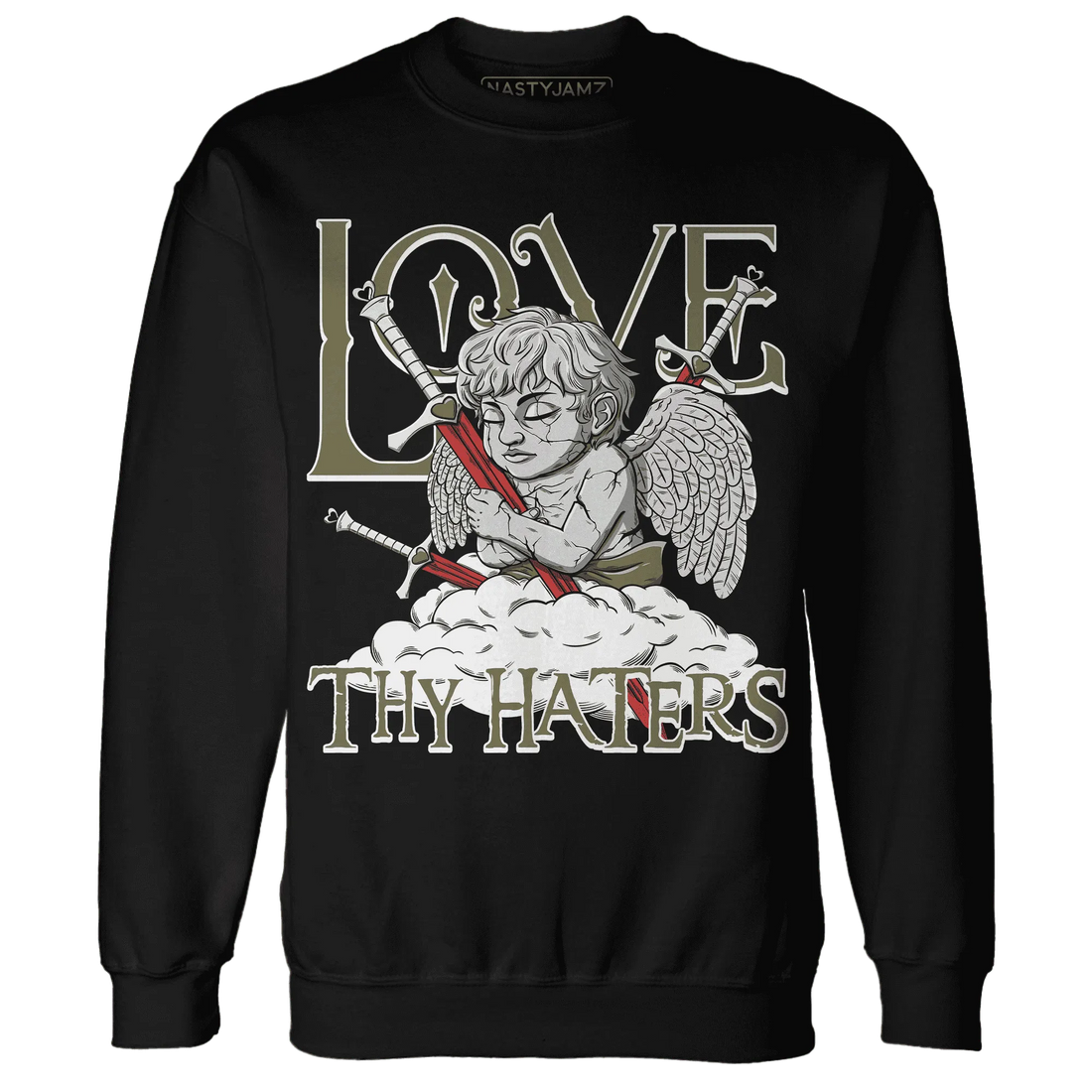 NastyJamz-Medium-Olive-1s-Sweatshirt-Match-Love-Thy-Haters-Angel