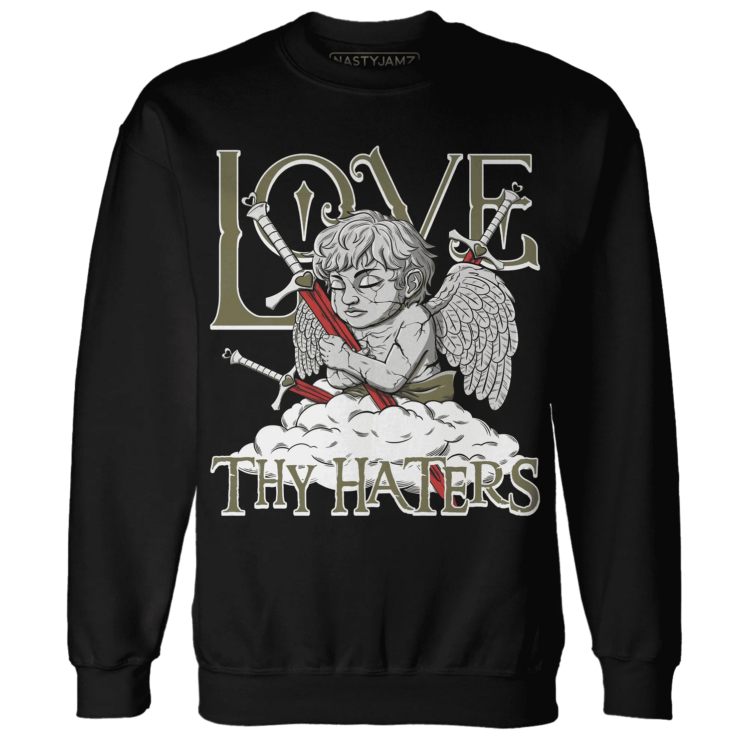NastyJamz-Medium-Olive-1s-Sweatshirt-Match-Love-Thy-Haters-Angel