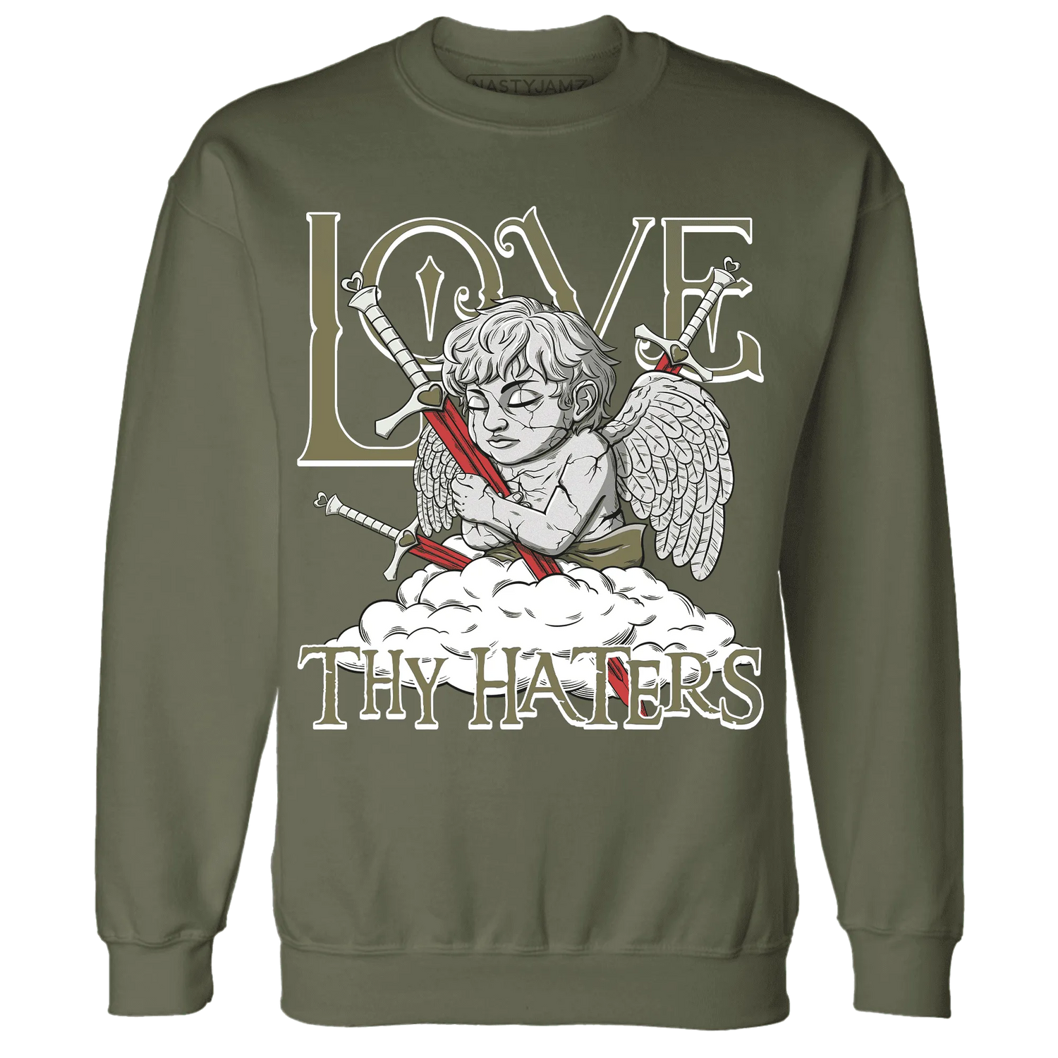 NastyJamz-Medium-Olive-1s-Sweatshirt-Match-Love-Thy-Haters-Angel