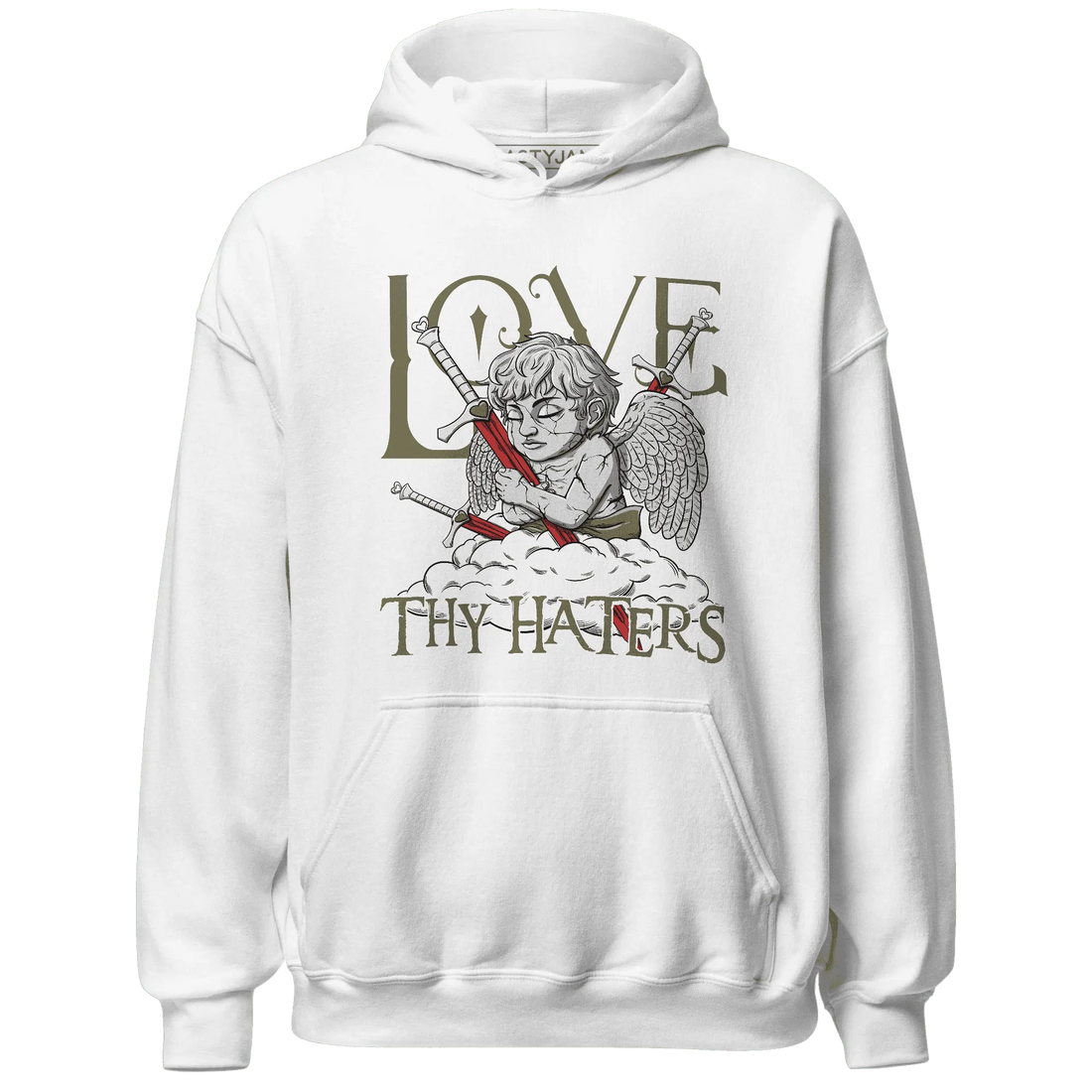 NastyJamz-Medium-Olive-1s-Hoodie-Match-Love-Thy-Haters-Angel