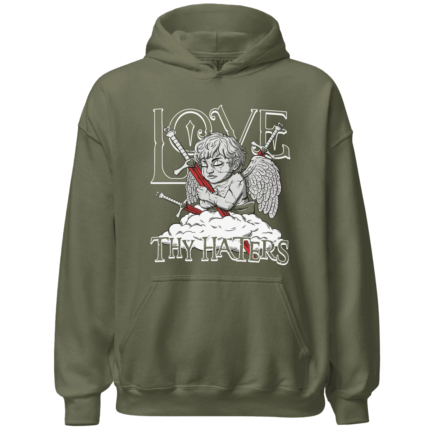 NastyJamz-Medium-Olive-1s-Hoodie-Match-Love-Thy-Haters-Angel