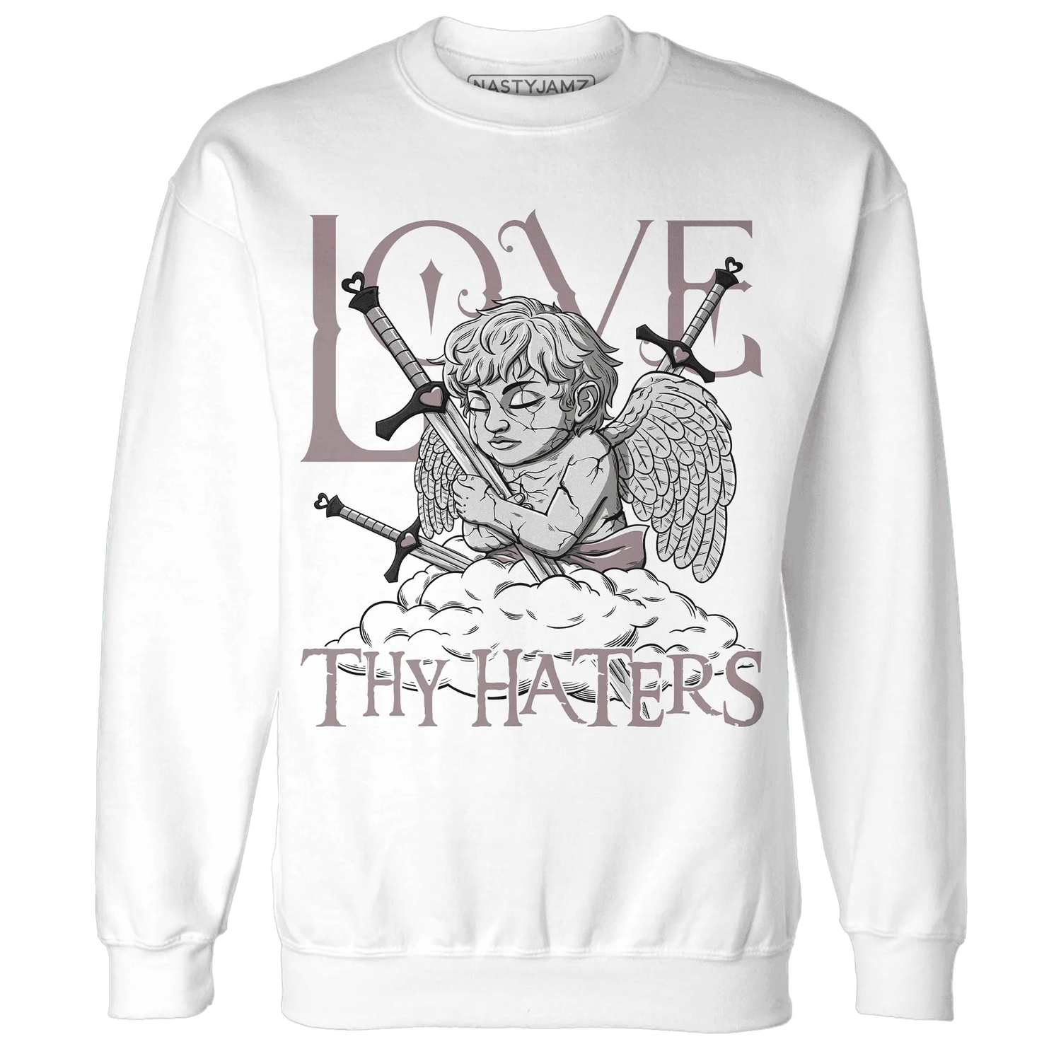 NastyJamz-Black-Violet-Ore-3s-Sweatshirt-Match-Love-Thy-Haters-Angel