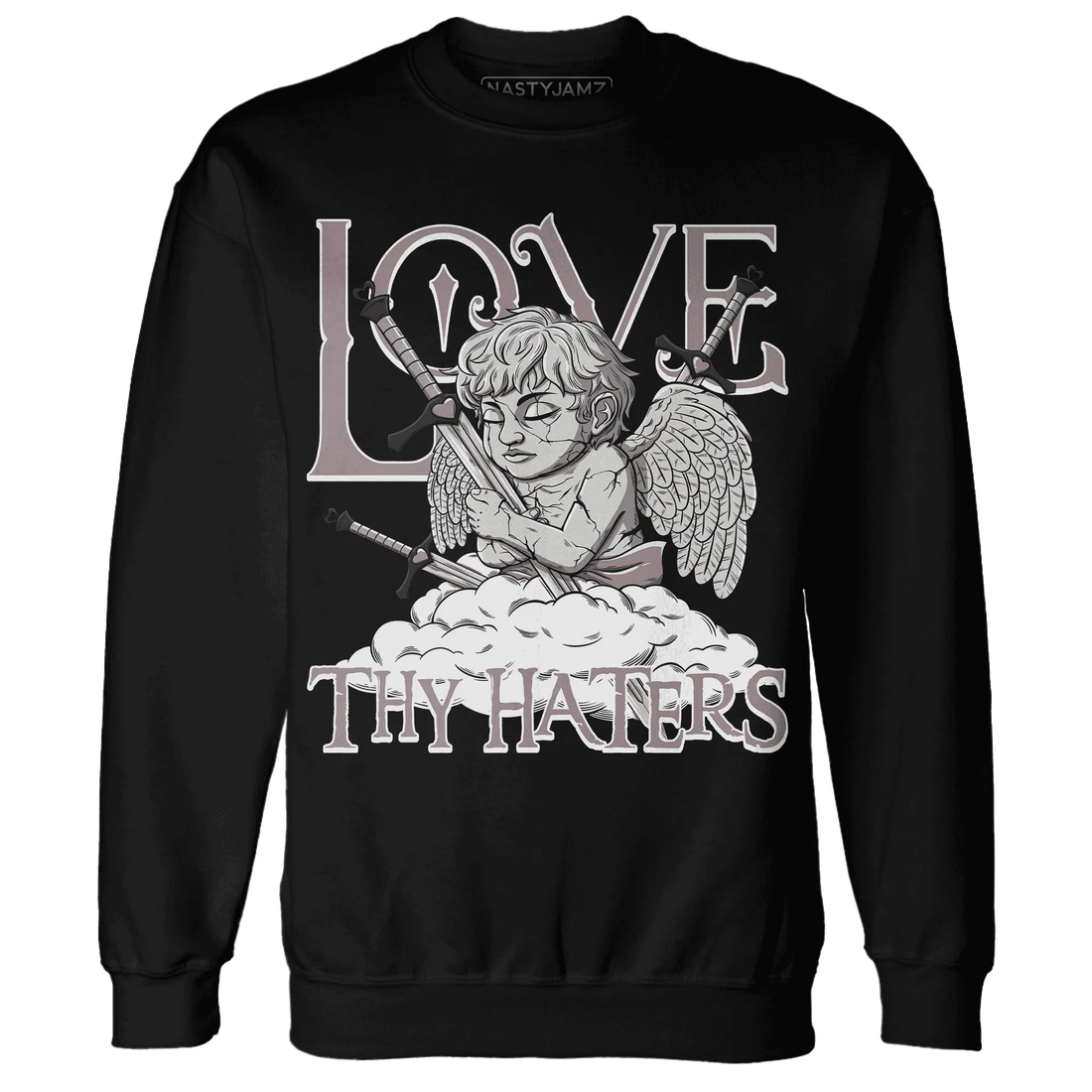 NastyJamz-Black-Violet-Ore-3s-Sweatshirt-Match-Love-Thy-Haters-Angel